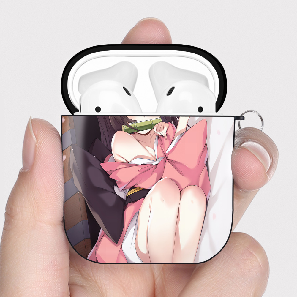 （画像用） 鬼滅の刃（きめつのやいば）竈門 禰󠄀豆子／かまど ねずこ Kamado Nezuko AirPods 第2世代保護ケース ハードシェル ブラック 耐衝撃・防指紋・カラビナ付き