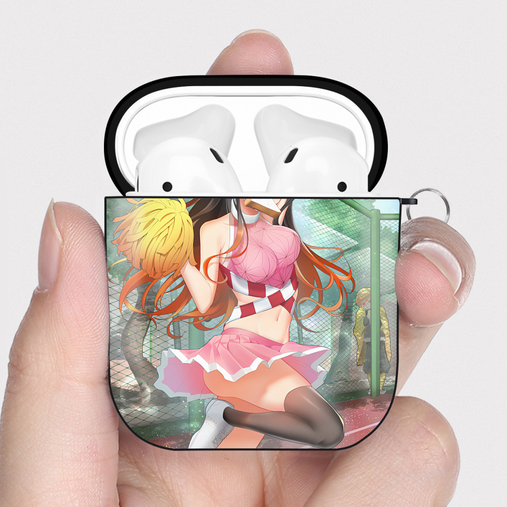 （画像用） 鬼滅の刃（きめつのやいば）竈門 禰󠄀豆子／かまど ねずこ Kamado Nezuko AirPods 第2世代保護ケース ハードシェル ブラック 耐衝撃・防指紋・カラビナ付き