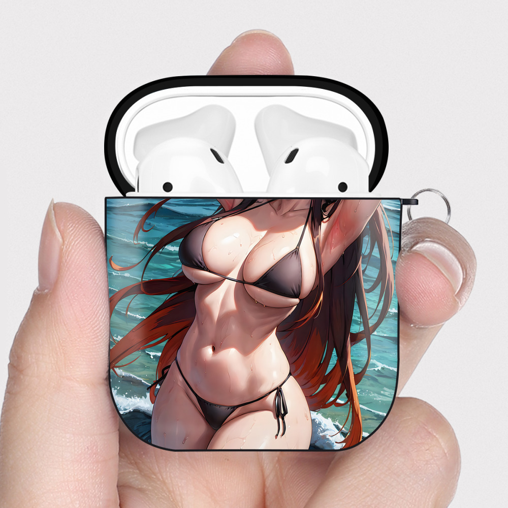 （画像用） 鬼滅の刃（きめつのやいば）竈門 禰󠄀豆子／かまど ねずこ Kamado Nezuko AirPods 第2世代保護ケース ハードシェル ブラック 耐衝撃・防指紋・カラビナ付き