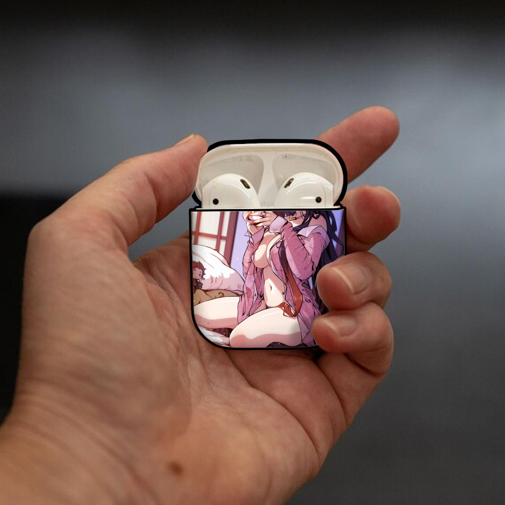 鬼滅の刃（きめつのやいば）竈門 禰󠄀豆子／かまど ねずこ Kamado Nezuko AirPods 第2世代保護ケース ハードシェル ブラック 耐衝撃・防指紋・カラビナ付き