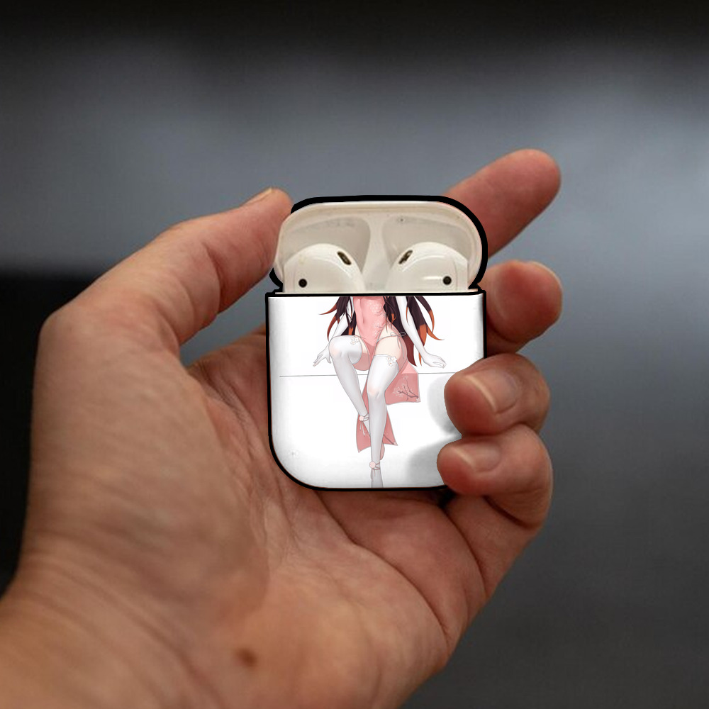 鬼滅の刃（きめつのやいば）竈門 禰󠄀豆子／かまど ねずこ Kamado Nezuko AirPods 第2世代保護ケース ハードシェル ブラック 耐衝撃・防指紋・カラビナ付き