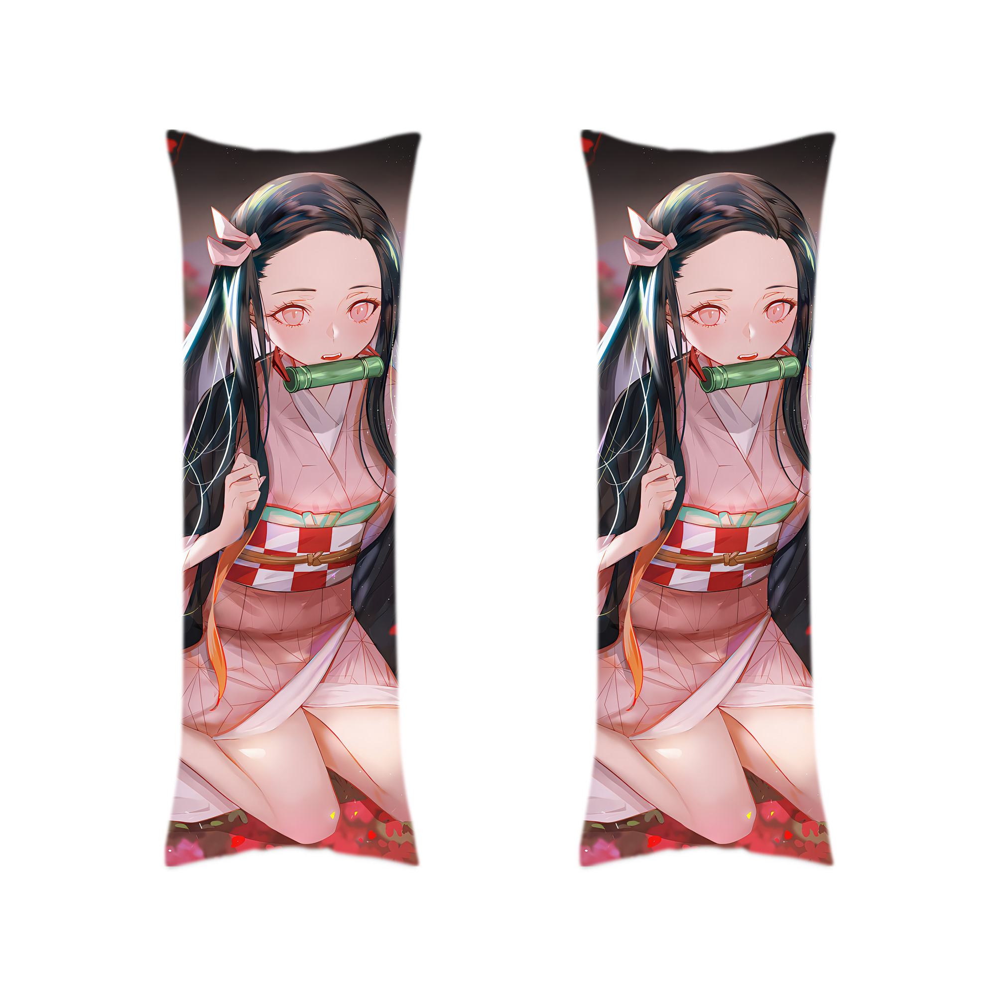 （画像用） 鬼滅の刃（きめつのやいば）竈門 禰󠄀豆子／かまど ねずこ Kamado Nezuko ロング抱き枕カバー 両面プリントタイプ（サイズ選択可）