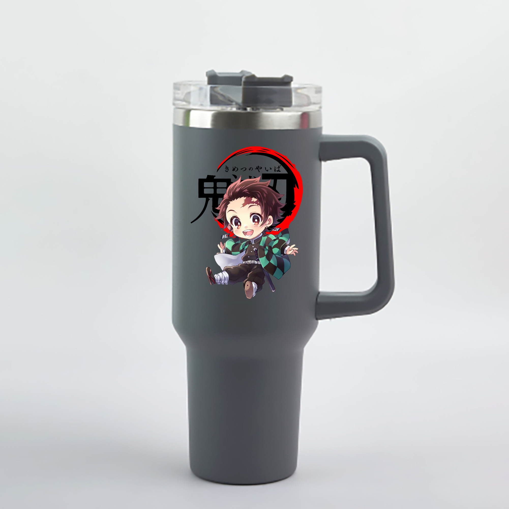 （画像用） 鬼滅の刃 竈門 炭治郎／かまど たんじろう Kamado Tanjirou 1200mL車用タンブラー - クリスタルステッカー（プラスチックストロー付き）