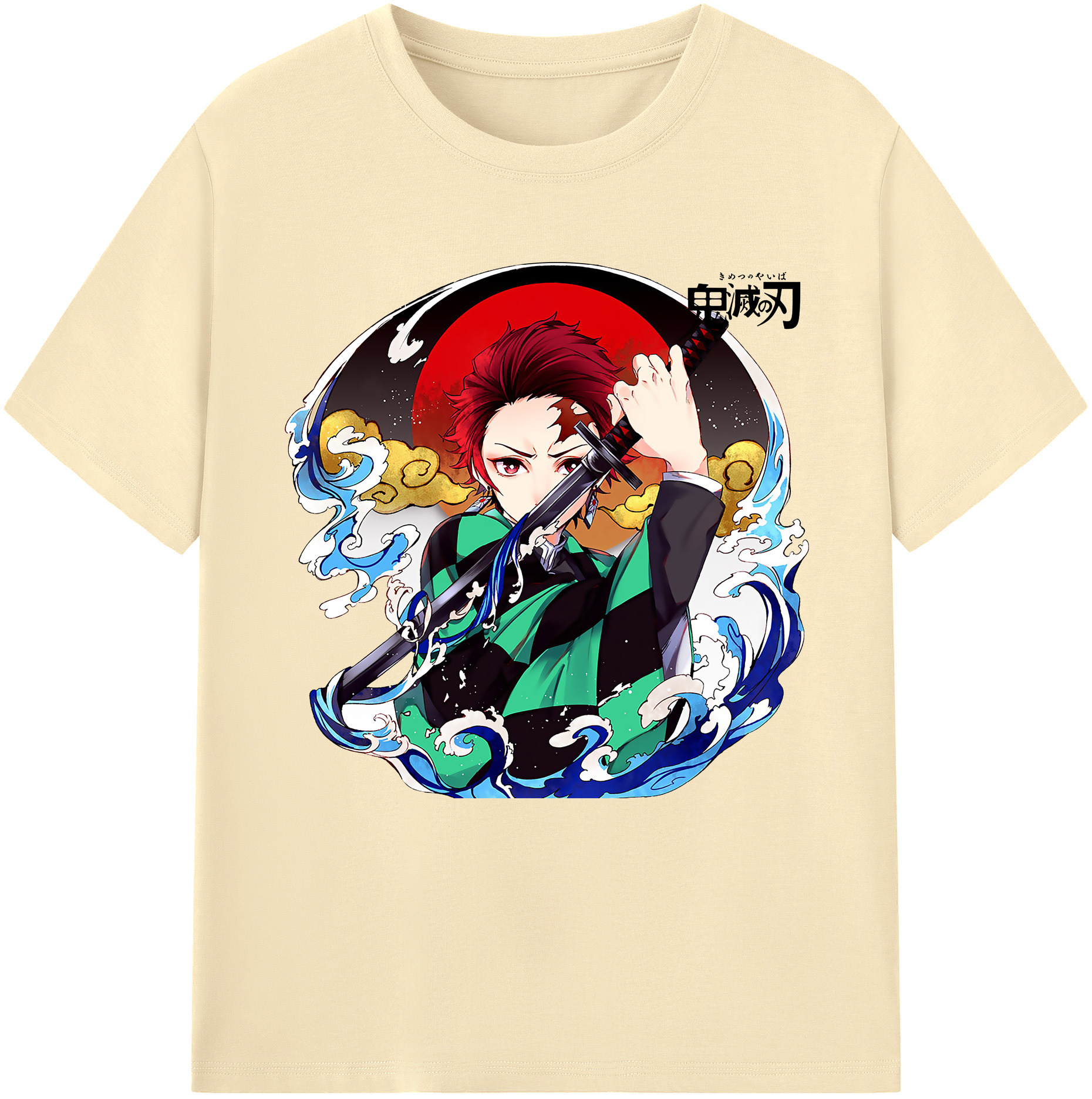 （画像用） 鬼滅の刃 竈門 炭治郎／かまど たんじろう Kamado Tanjirou 綿100％半袖Tシャツ（フロントプリント）