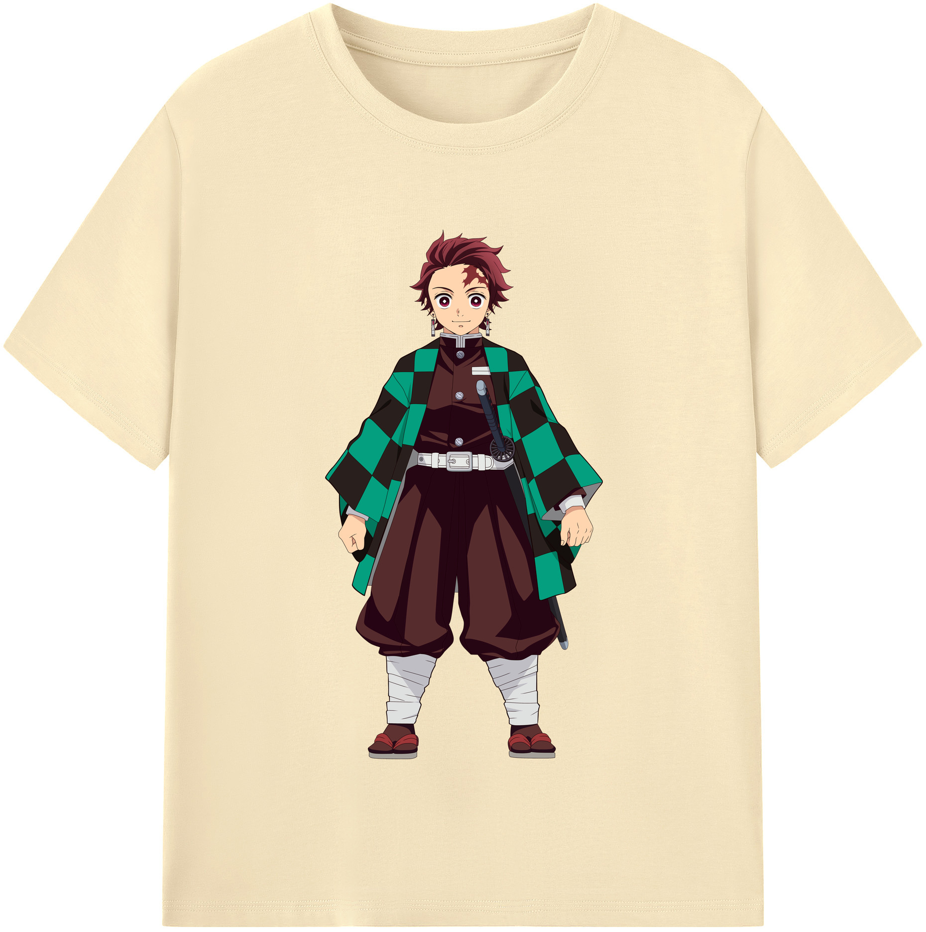 （画像用） 鬼滅の刃 竈門 炭治郎／かまど たんじろう Kamado Tanjirou 綿100％半袖Tシャツ（フロントプリント）