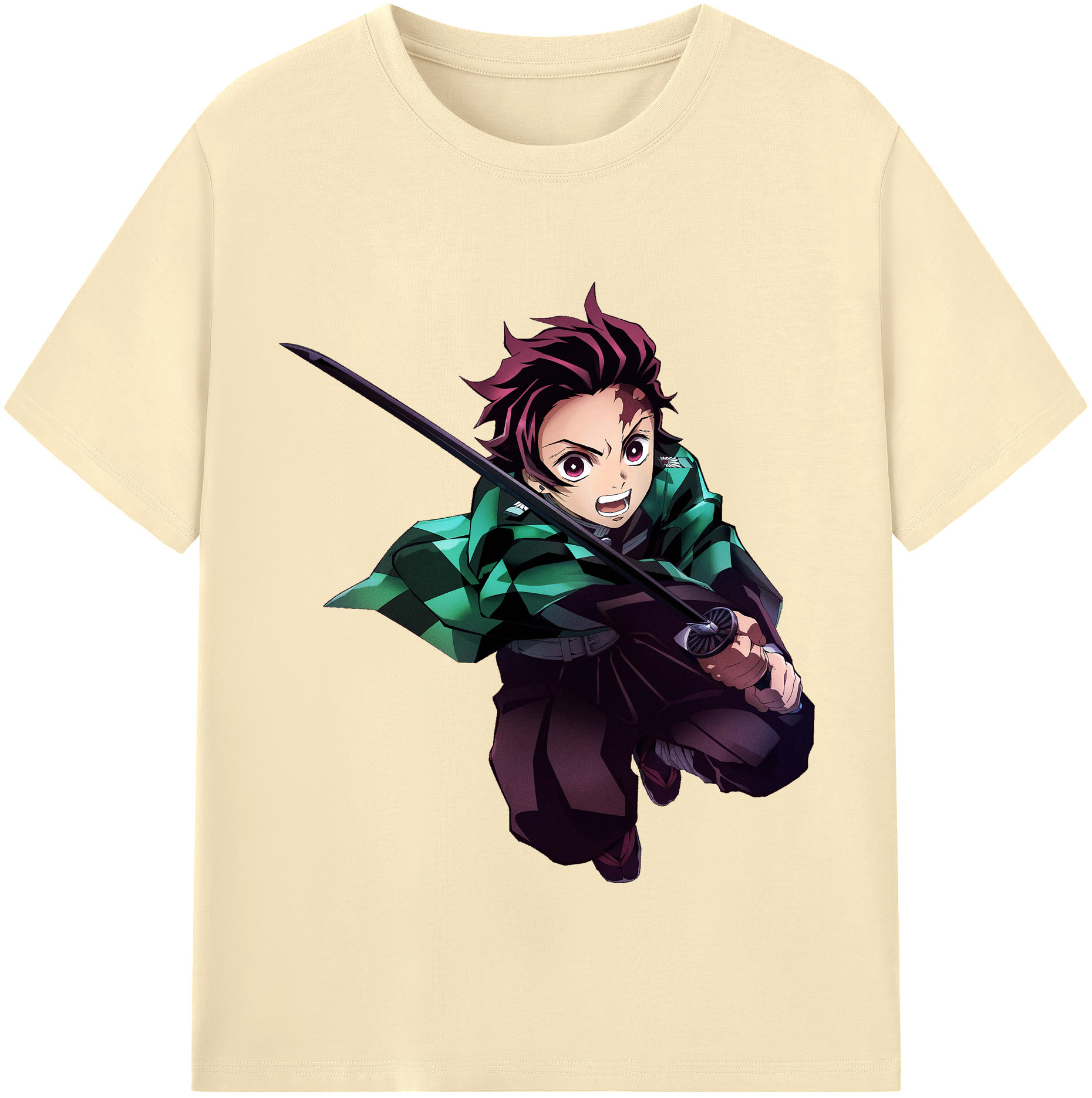 （画像用） 鬼滅の刃 竈門 炭治郎／かまど たんじろう Kamado Tanjirou 綿100％半袖Tシャツ（フロントプリント）