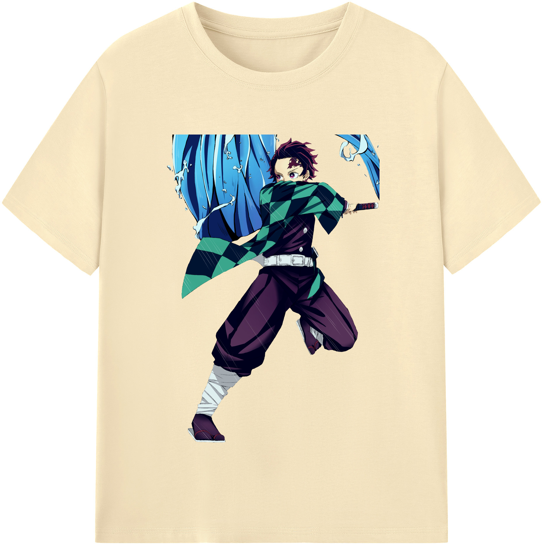 （画像用） 鬼滅の刃 竈門 炭治郎／かまど たんじろう Kamado Tanjirou 綿100％半袖Tシャツ（フロントプリント）