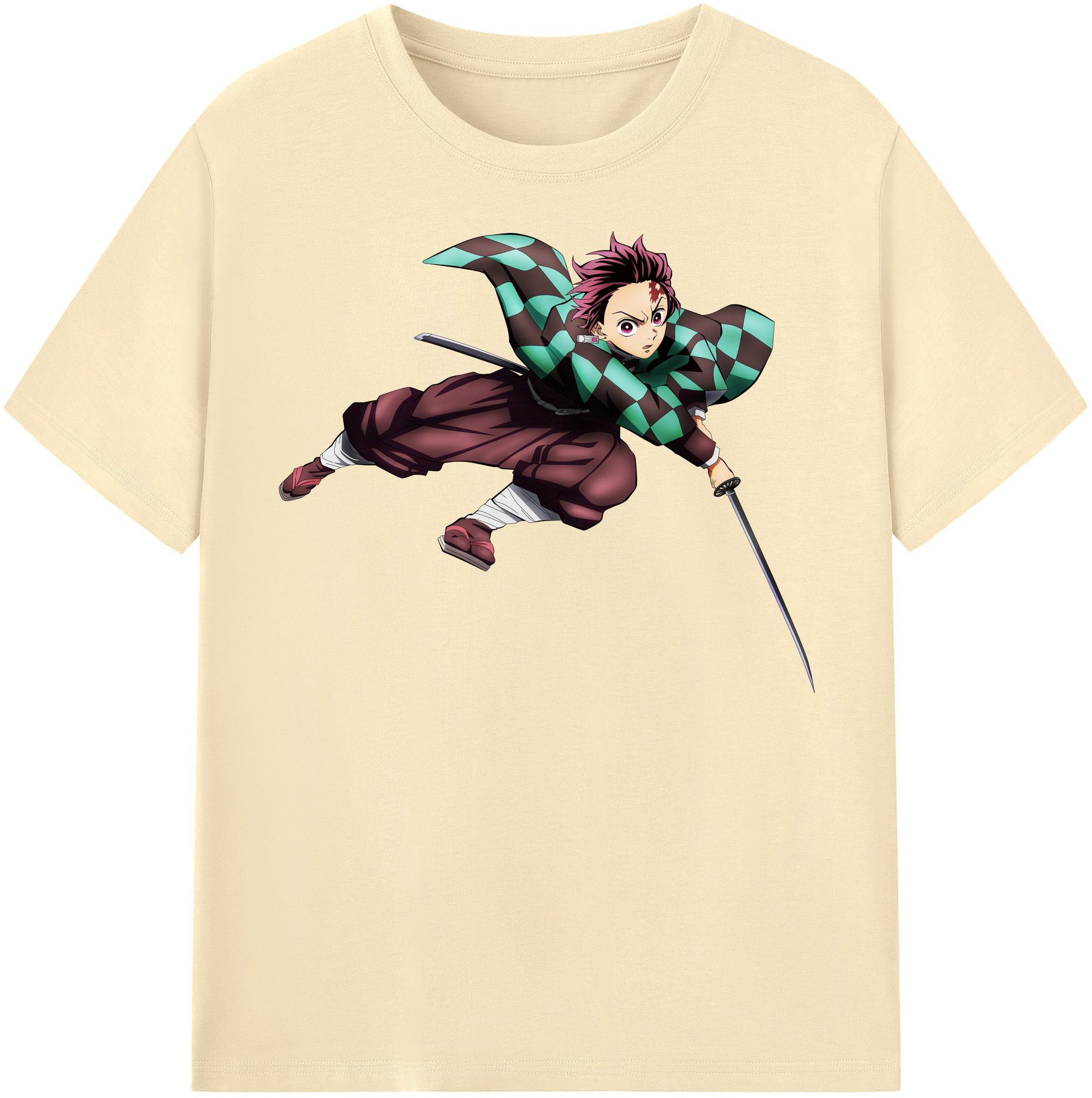 （画像用） 鬼滅の刃 竈門 炭治郎／かまど たんじろう Kamado Tanjirou 綿100％半袖Tシャツ（フロントプリント）