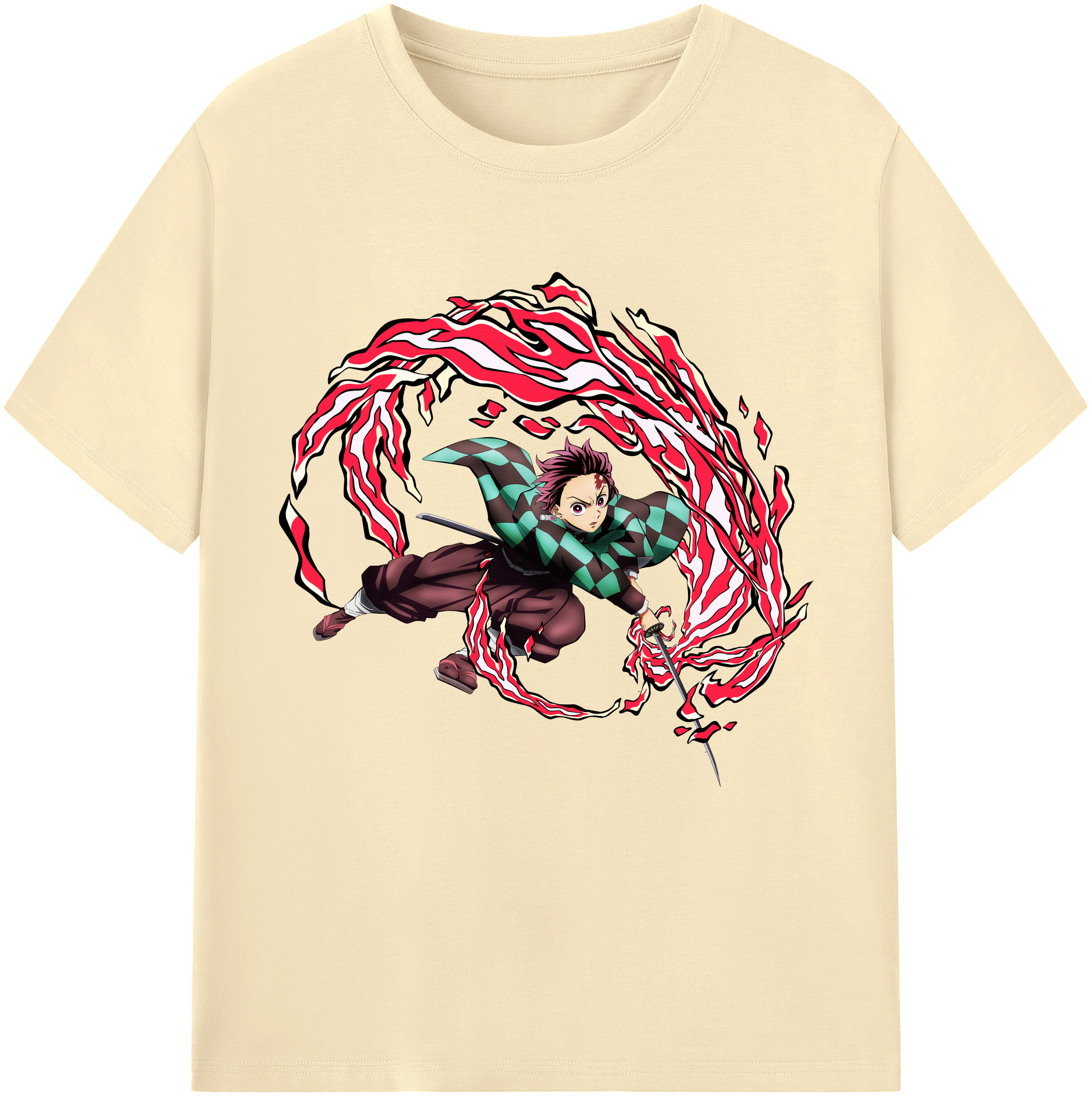 （画像用） 鬼滅の刃 竈門 炭治郎／かまど たんじろう Kamado Tanjirou 綿100％半袖Tシャツ（フロントプリント）