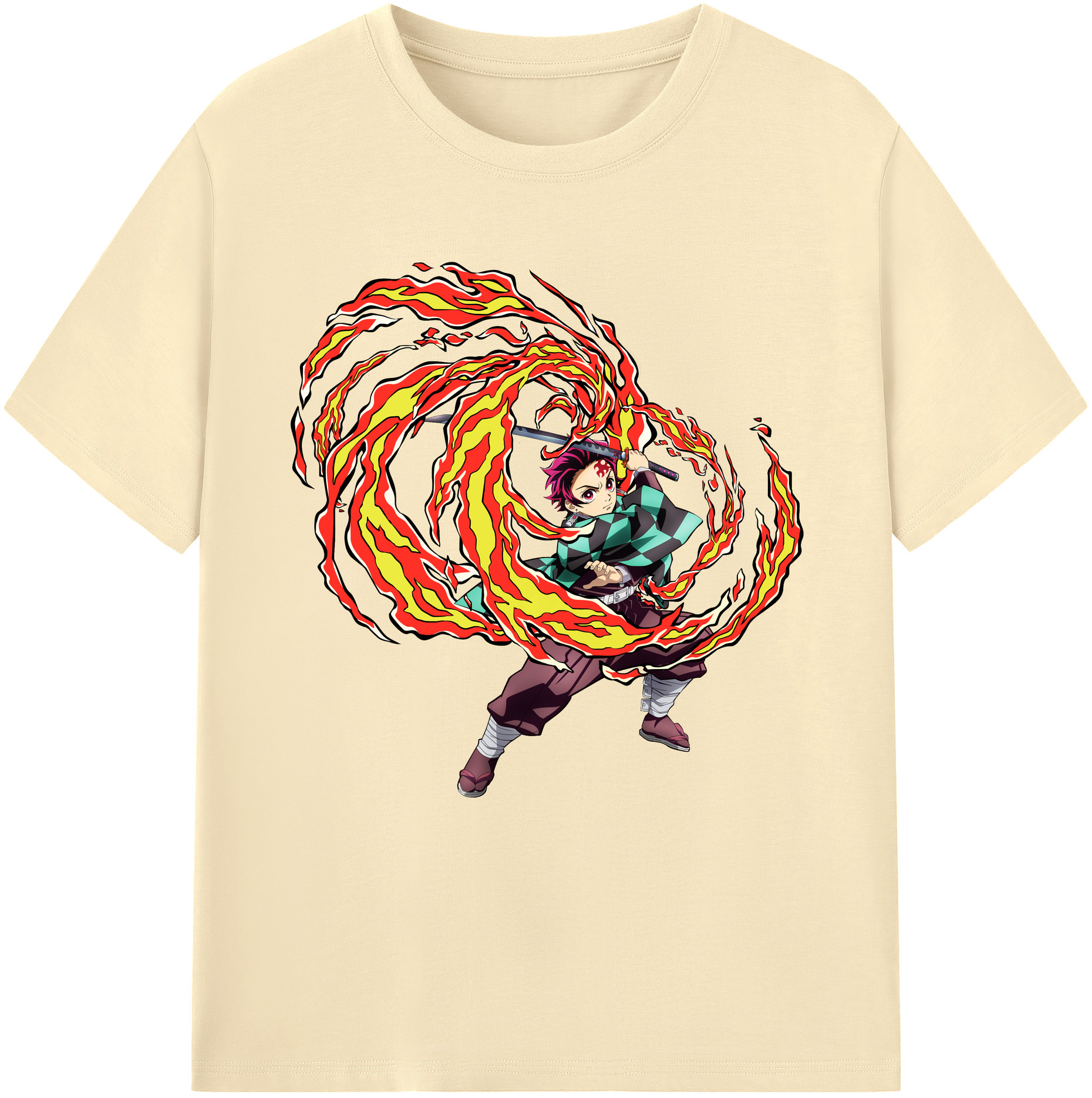 （画像用） 鬼滅の刃 竈門 炭治郎／かまど たんじろう Kamado Tanjirou 綿100％半袖Tシャツ（フロントプリント）