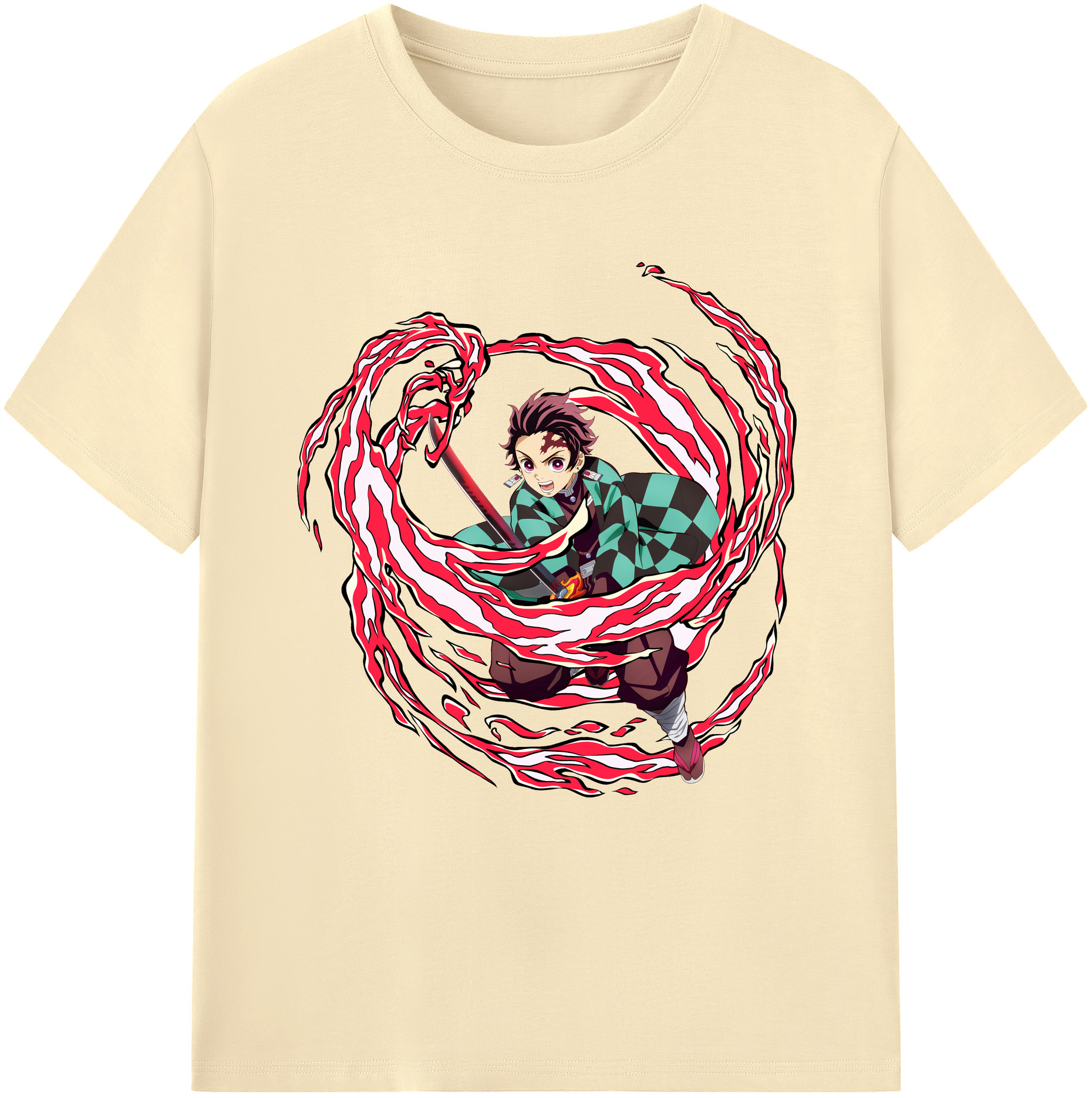 （画像用） 鬼滅の刃 竈門 炭治郎／かまど たんじろう Kamado Tanjirou 綿100％半袖Tシャツ（フロントプリント）