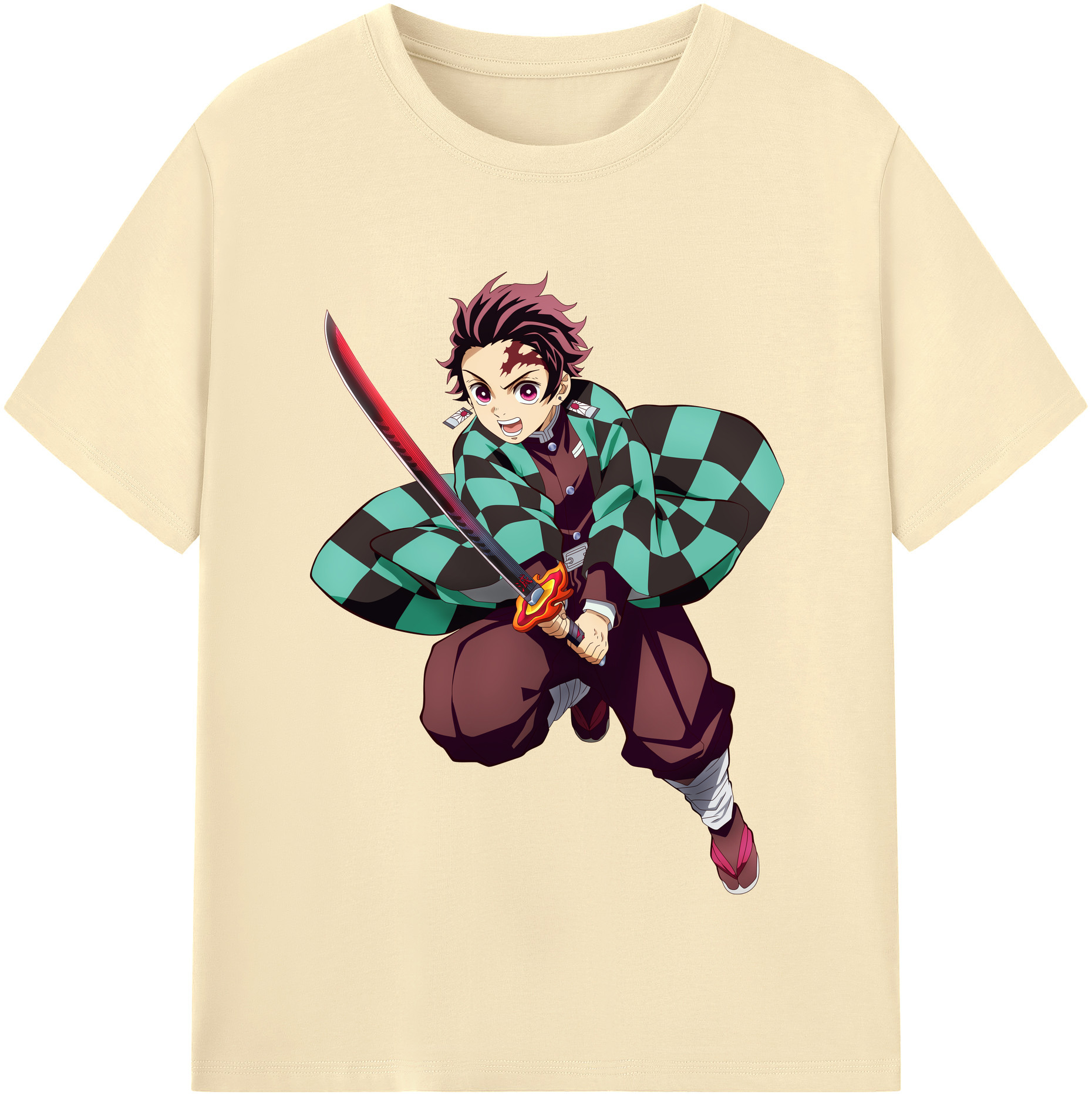 （画像用） 鬼滅の刃 竈門 炭治郎／かまど たんじろう Kamado Tanjirou 綿100％半袖Tシャツ（フロントプリント）