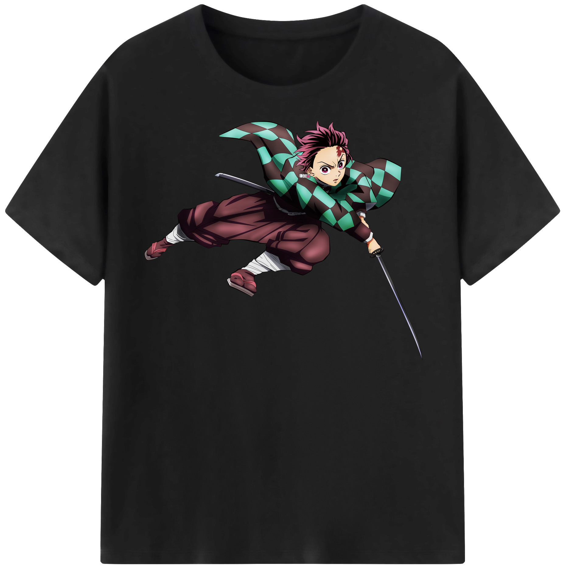 （画像用） 鬼滅の刃 竈門 炭治郎／かまど たんじろう Kamado Tanjirou 綿100％半袖Tシャツ（フロントプリント）