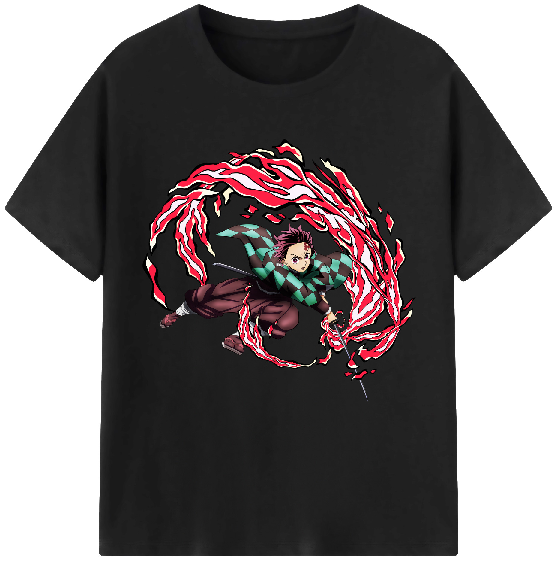 （画像用） 鬼滅の刃 竈門 炭治郎／かまど たんじろう Kamado Tanjirou 綿100％半袖Tシャツ（フロントプリント）