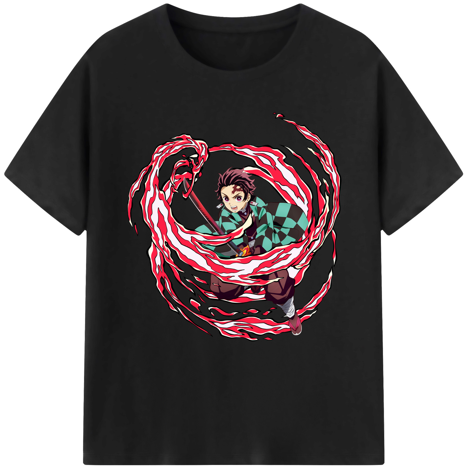 （画像用） 鬼滅の刃 竈門 炭治郎／かまど たんじろう Kamado Tanjirou 綿100％半袖Tシャツ（フロントプリント）
