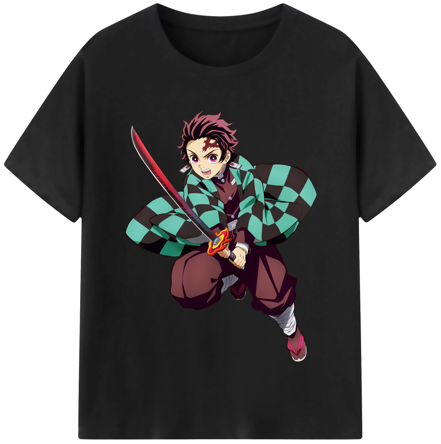 （画像用） 鬼滅の刃 竈門 炭治郎／かまど たんじろう Kamado Tanjirou 綿100％半袖Tシャツ（フロントプリント）
