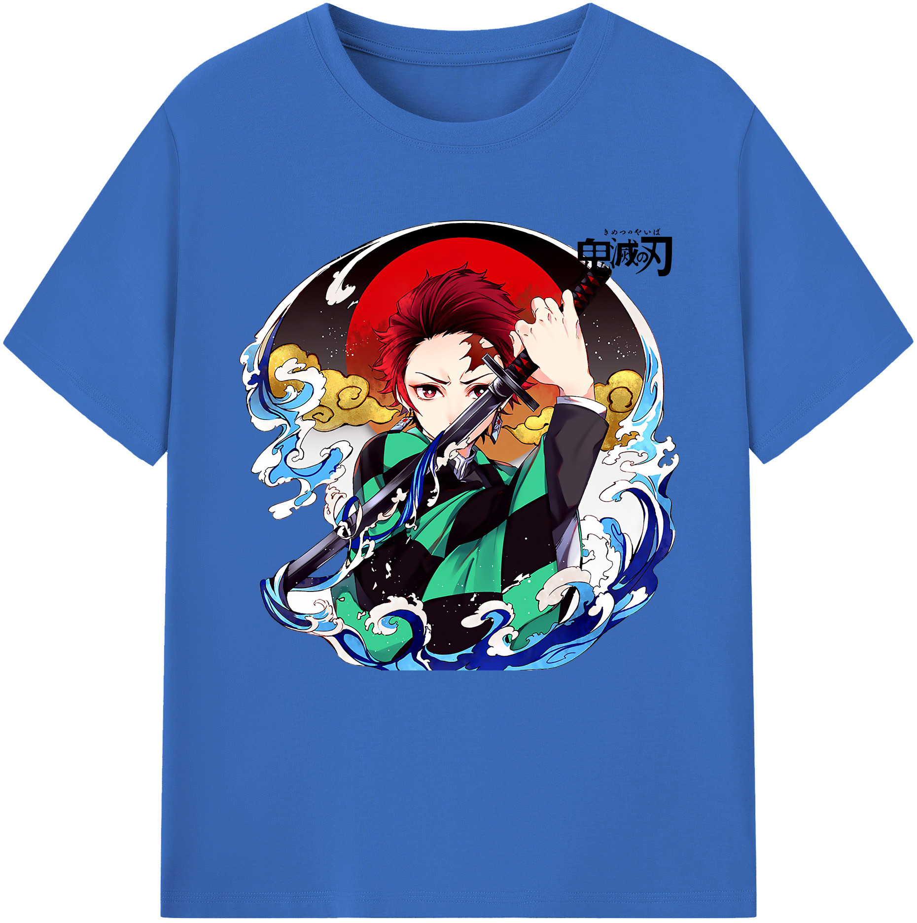 （画像用） 鬼滅の刃 竈門 炭治郎／かまど たんじろう Kamado Tanjirou 綿100％半袖Tシャツ（フロントプリント）