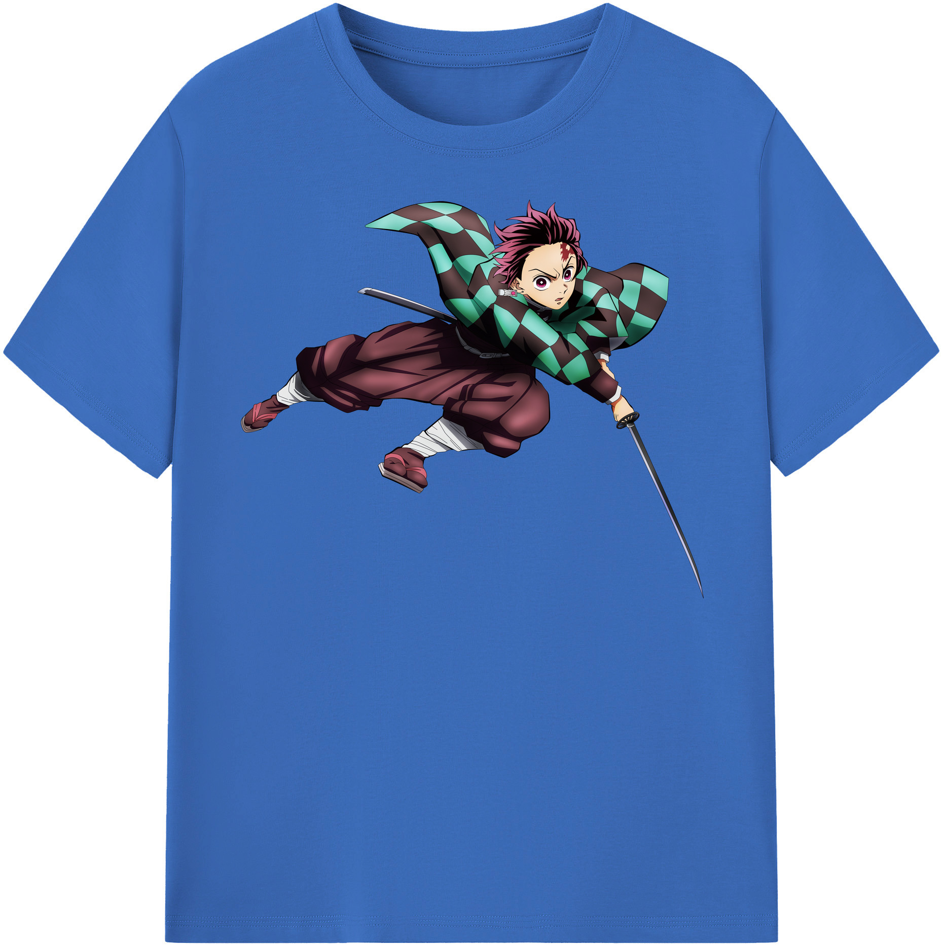 （画像用） 鬼滅の刃 竈門 炭治郎／かまど たんじろう Kamado Tanjirou 綿100％半袖Tシャツ（フロントプリント）