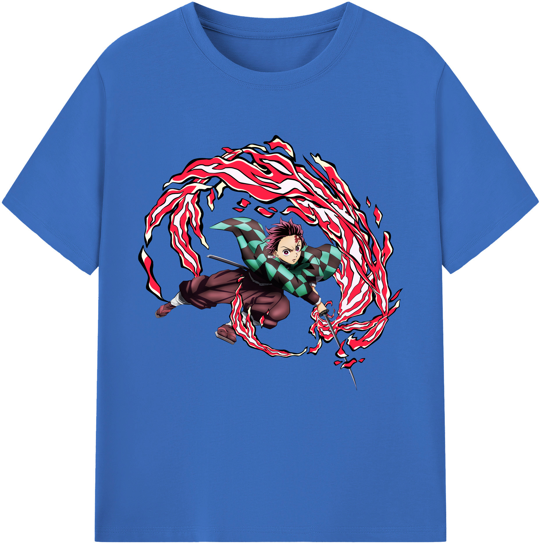 （画像用） 鬼滅の刃 竈門 炭治郎／かまど たんじろう Kamado Tanjirou 綿100％半袖Tシャツ（フロントプリント）