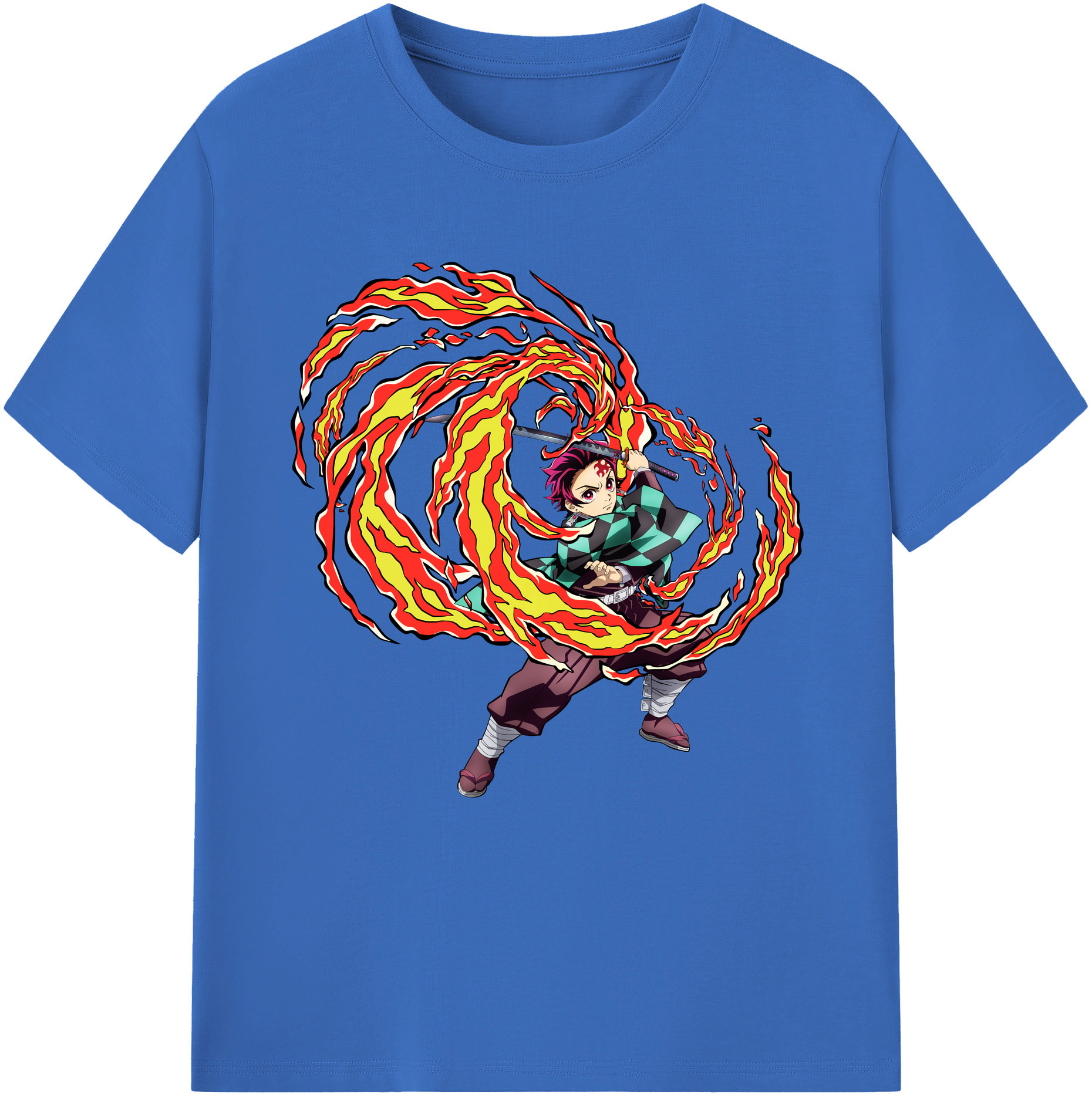 （画像用） 鬼滅の刃 竈門 炭治郎／かまど たんじろう Kamado Tanjirou 綿100％半袖Tシャツ（フロントプリント）