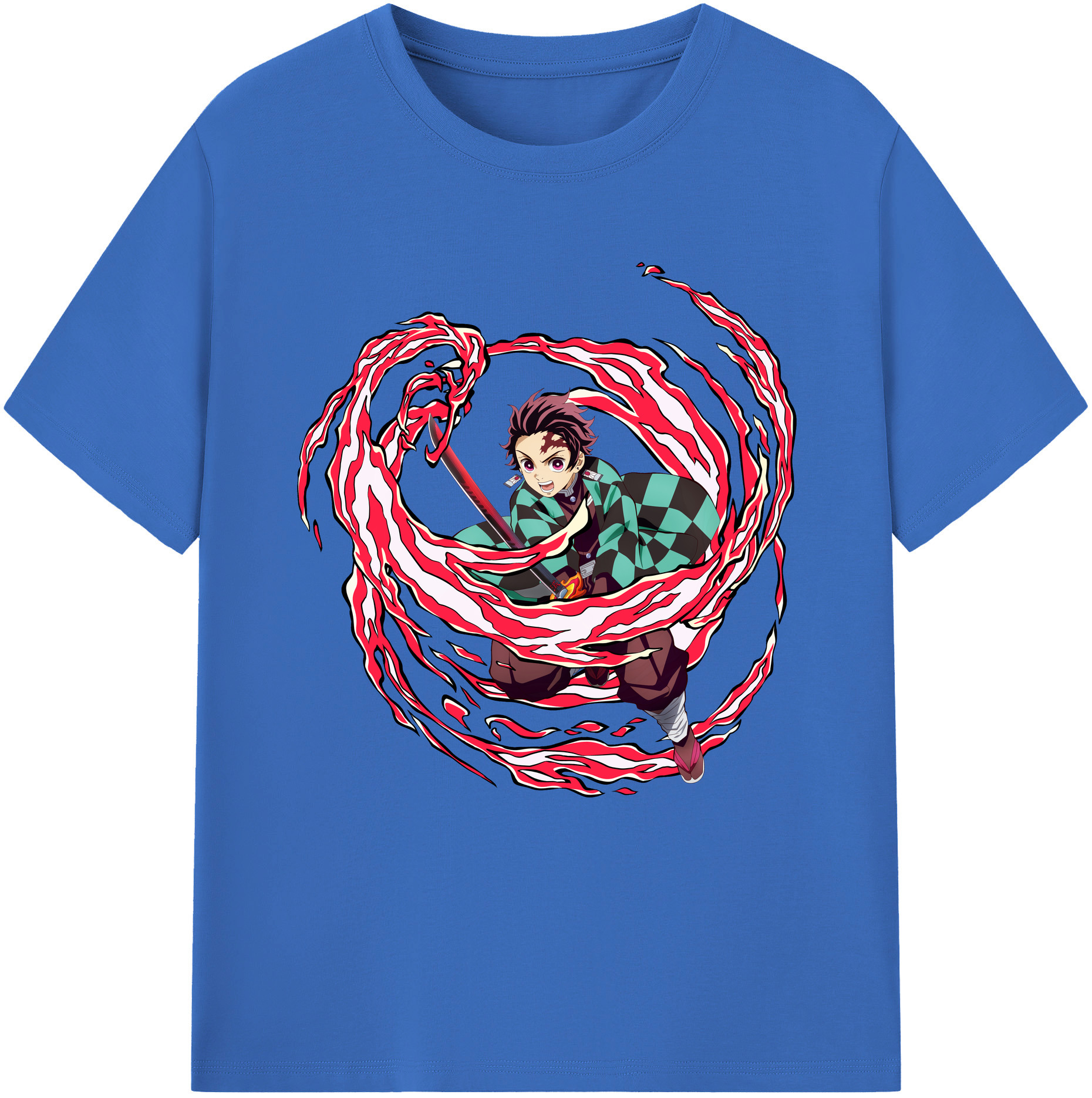 （画像用） 鬼滅の刃 竈門 炭治郎／かまど たんじろう Kamado Tanjirou 綿100％半袖Tシャツ（フロントプリント）