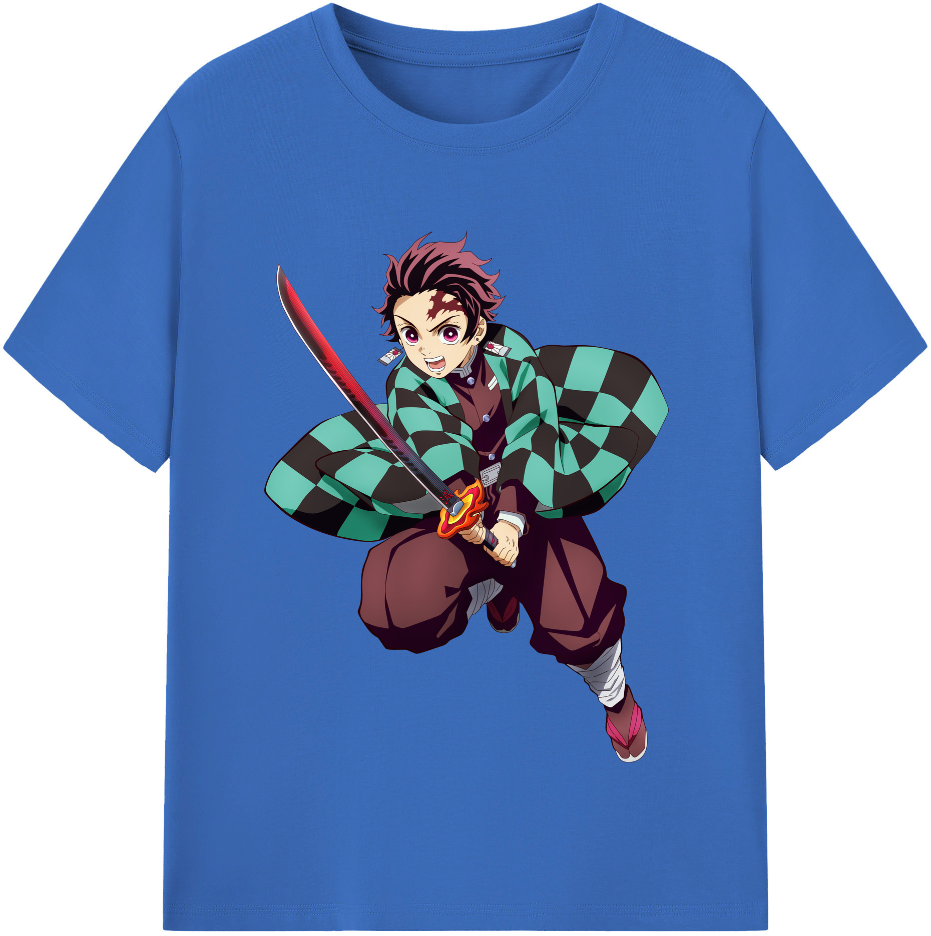 （画像用） 鬼滅の刃 竈門 炭治郎／かまど たんじろう Kamado Tanjirou 綿100％半袖Tシャツ（フロントプリント）