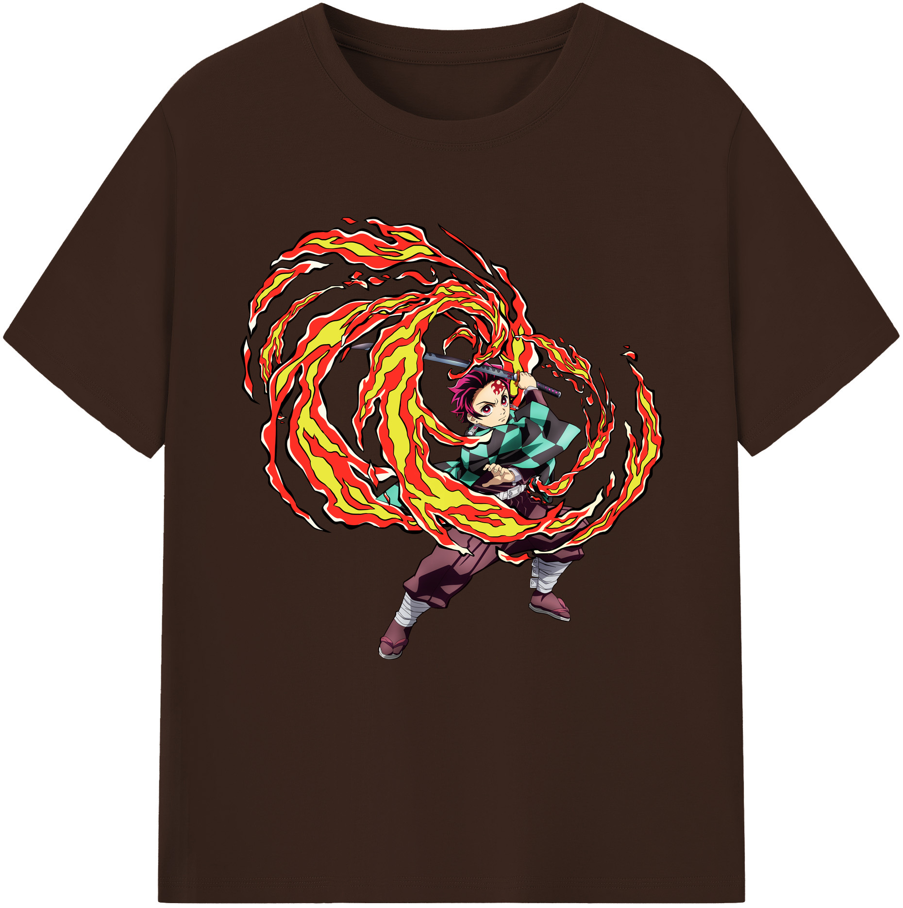 （画像用） 鬼滅の刃 竈門 炭治郎／かまど たんじろう Kamado Tanjirou 綿100％半袖Tシャツ（フロントプリント）