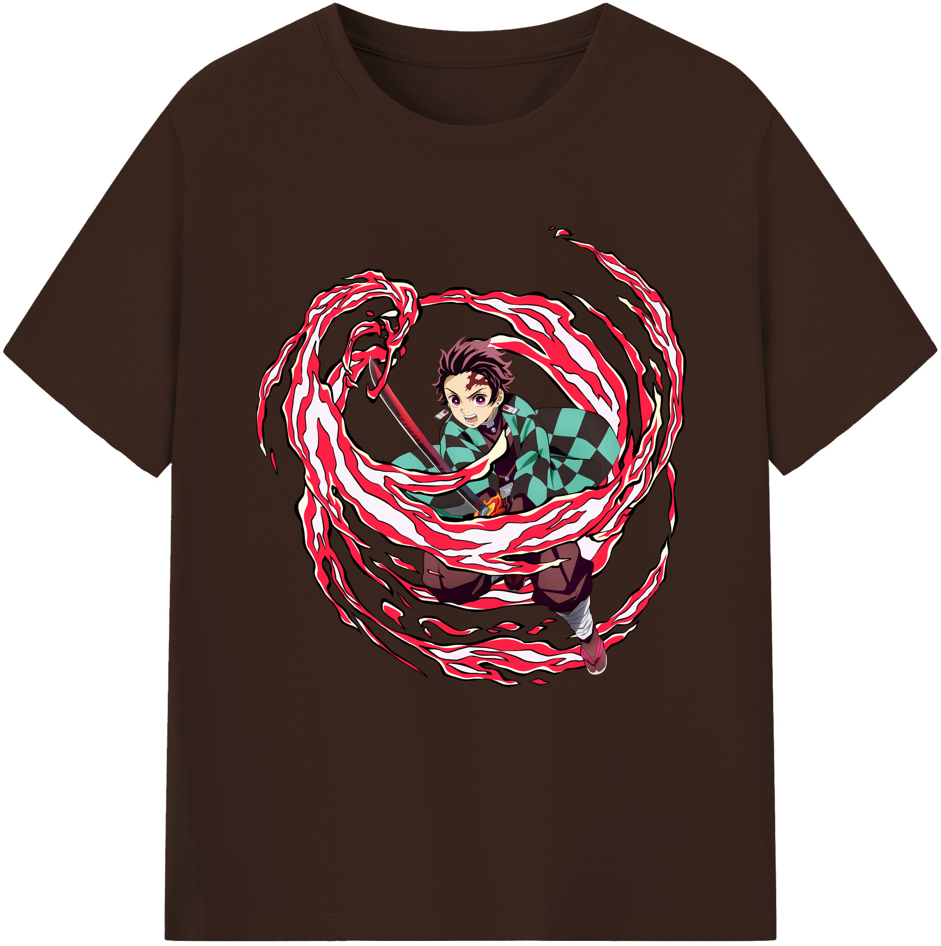 （画像用） 鬼滅の刃 竈門 炭治郎／かまど たんじろう Kamado Tanjirou 綿100％半袖Tシャツ（フロントプリント）