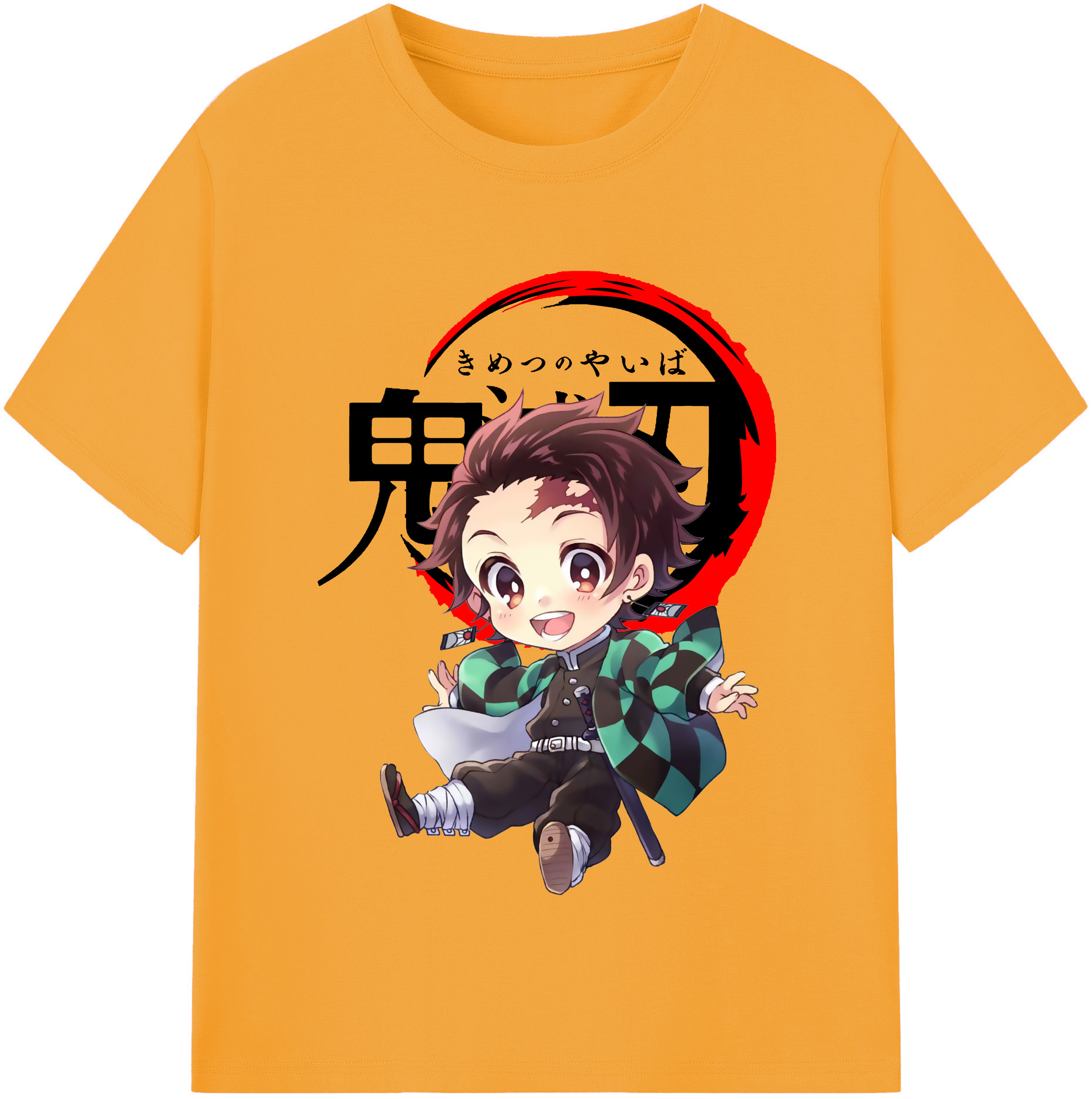 （画像用） 鬼滅の刃 竈門 炭治郎／かまど たんじろう Kamado Tanjirou 綿100％半袖Tシャツ（フロントプリント）