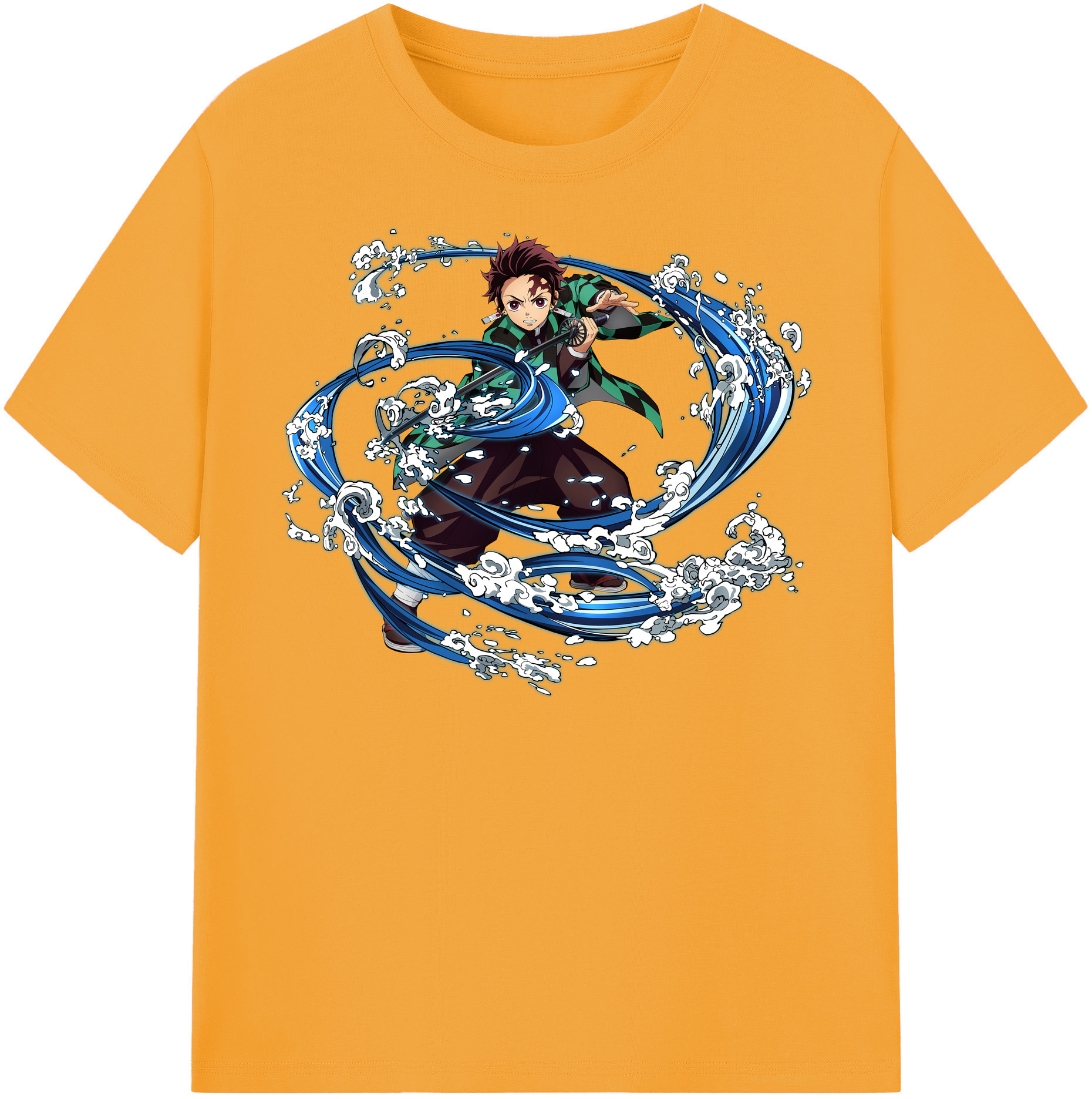 （画像用） 鬼滅の刃 竈門 炭治郎／かまど たんじろう Kamado Tanjirou 綿100％半袖Tシャツ（フロントプリント）