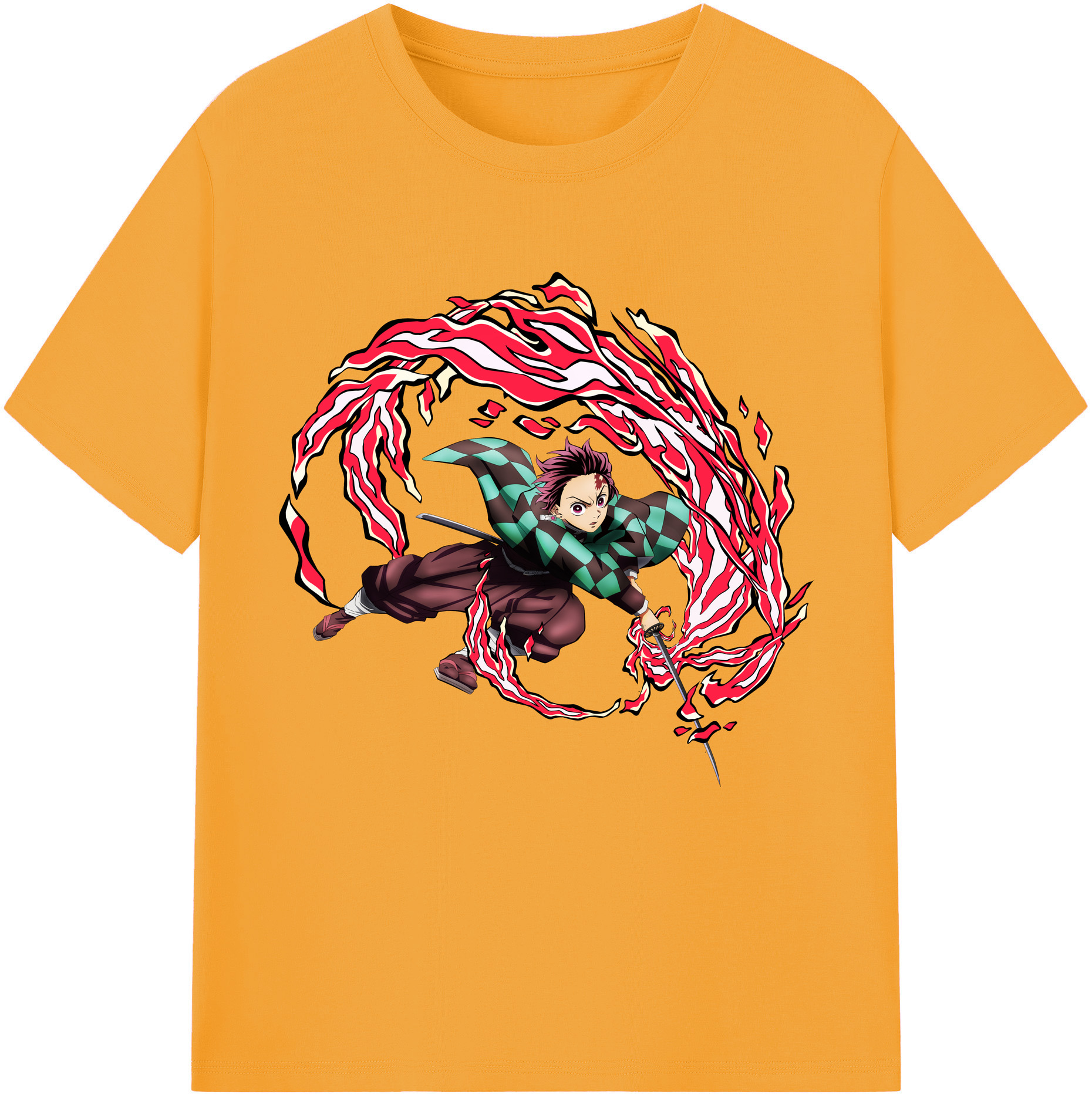 （画像用） 鬼滅の刃 竈門 炭治郎／かまど たんじろう Kamado Tanjirou 綿100％半袖Tシャツ（フロントプリント）