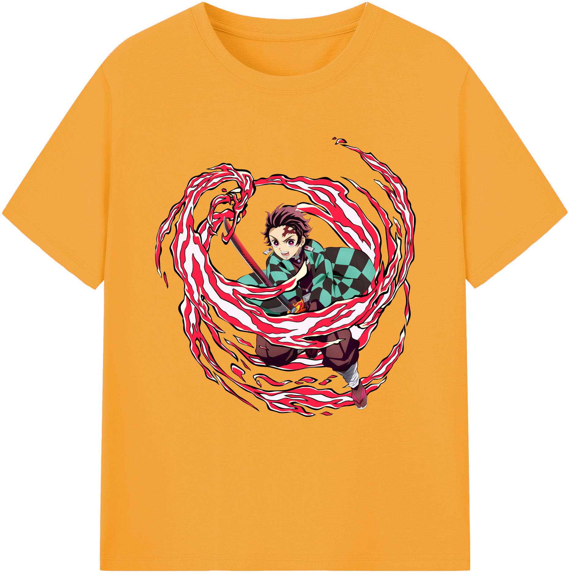 （画像用） 鬼滅の刃 竈門 炭治郎／かまど たんじろう Kamado Tanjirou 綿100％半袖Tシャツ（フロントプリント）