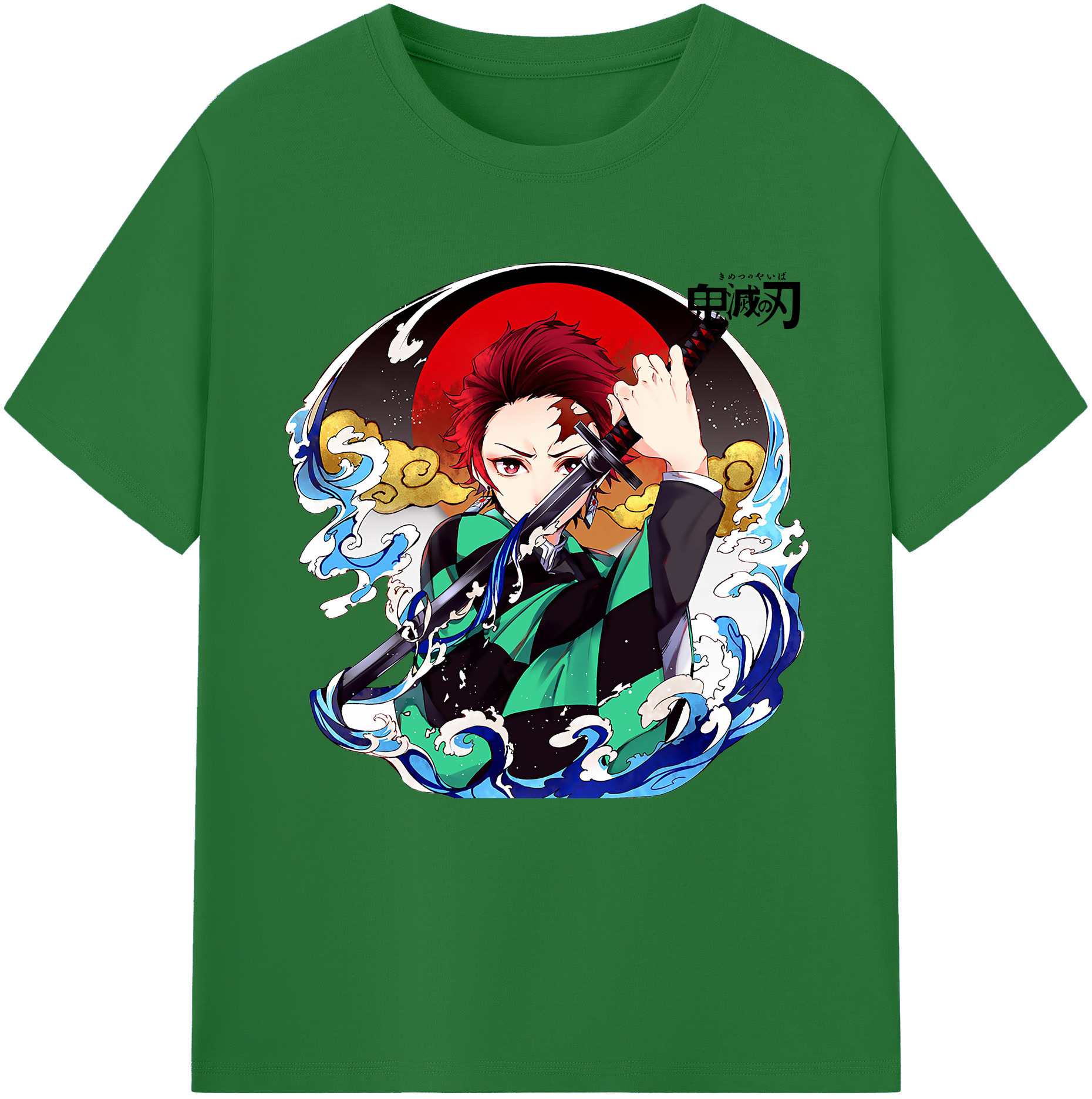 （画像用） 鬼滅の刃 竈門 炭治郎／かまど たんじろう Kamado Tanjirou 綿100％半袖Tシャツ（フロントプリント）