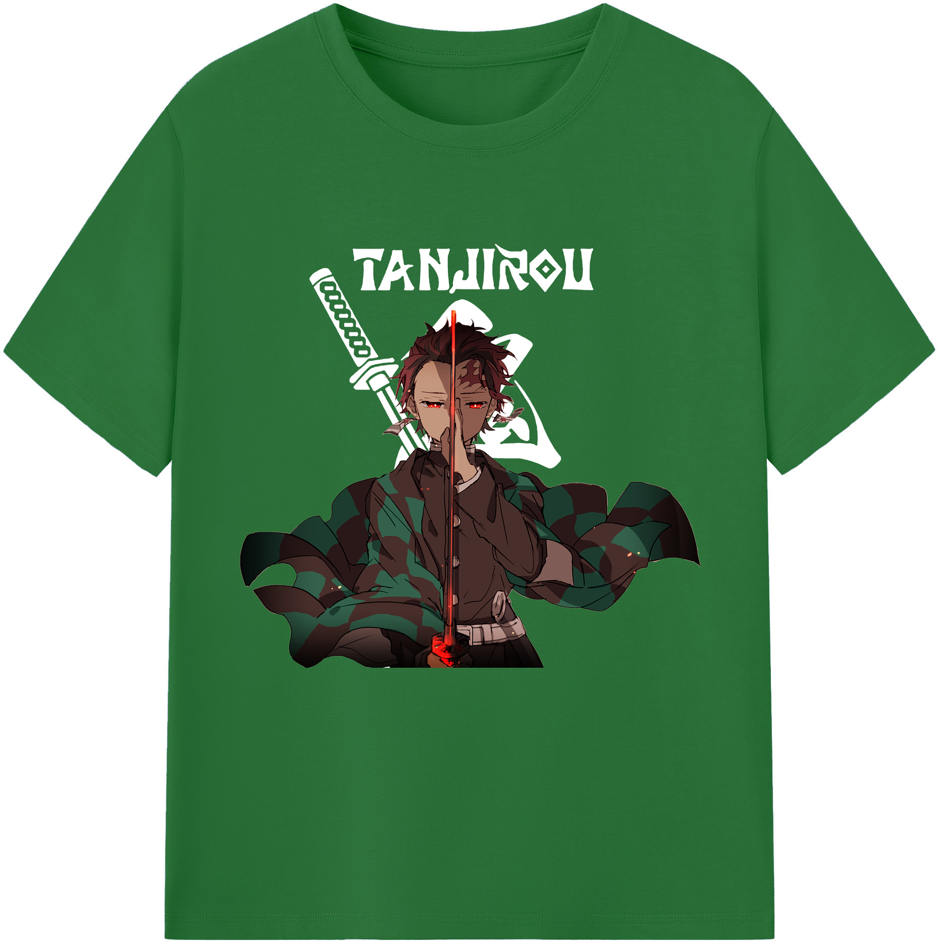 （画像用） 鬼滅の刃 竈門 炭治郎／かまど たんじろう Kamado Tanjirou 綿100％半袖Tシャツ（フロントプリント）