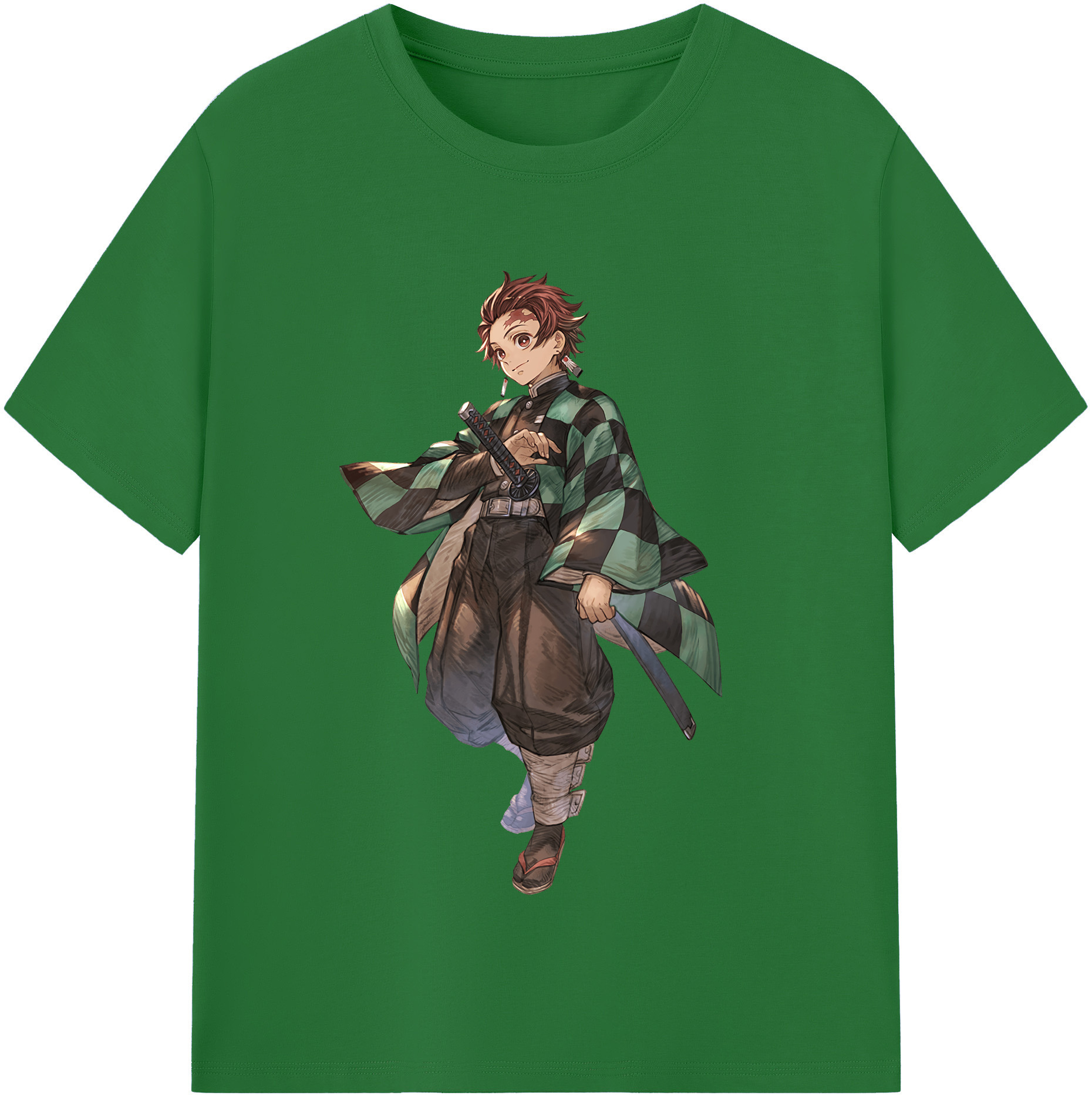 （画像用） 鬼滅の刃 竈門 炭治郎／かまど たんじろう Kamado Tanjirou 綿100％半袖Tシャツ（フロントプリント）