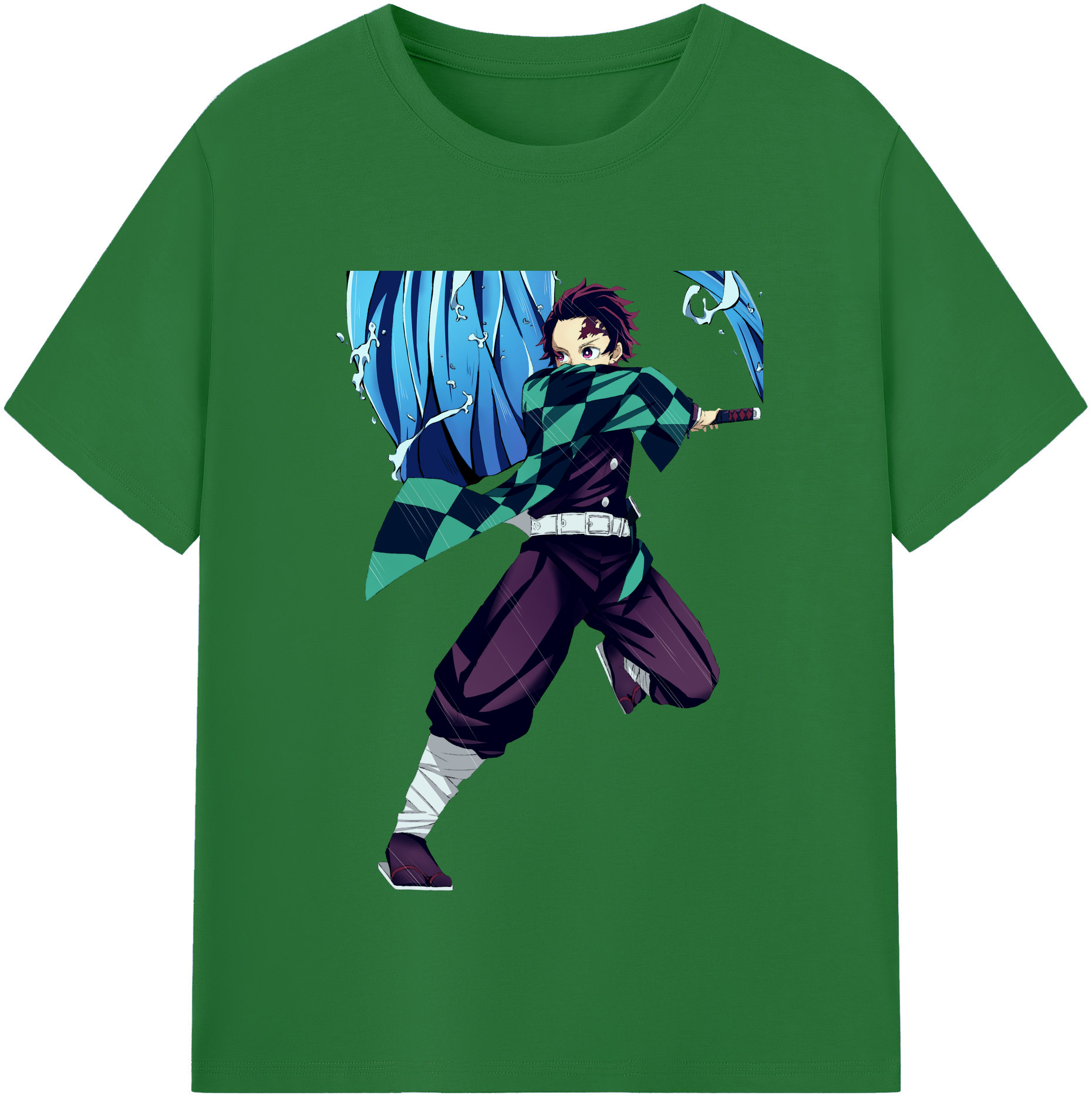 （画像用） 鬼滅の刃 竈門 炭治郎／かまど たんじろう Kamado Tanjirou 綿100％半袖Tシャツ（フロントプリント）