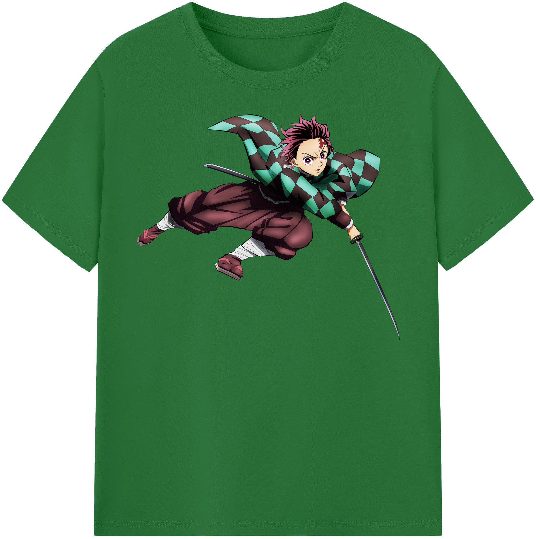 （画像用） 鬼滅の刃 竈門 炭治郎／かまど たんじろう Kamado Tanjirou 綿100％半袖Tシャツ（フロントプリント）