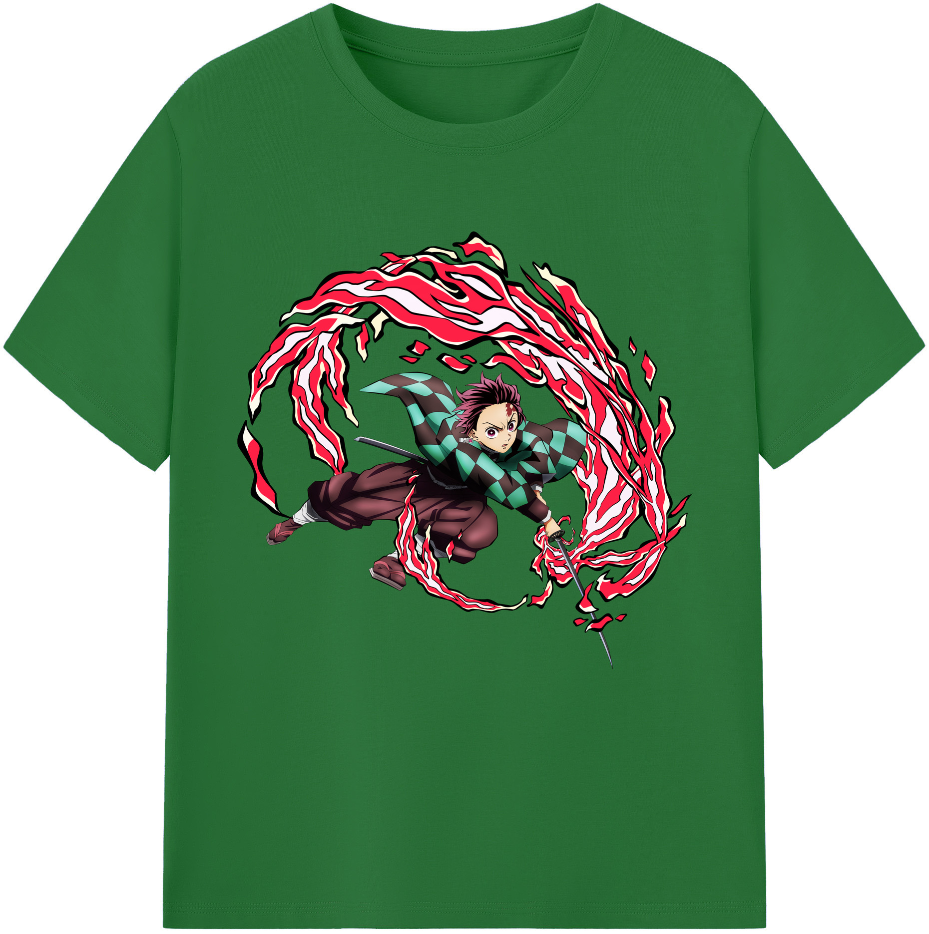 （画像用） 鬼滅の刃 竈門 炭治郎／かまど たんじろう Kamado Tanjirou 綿100％半袖Tシャツ（フロントプリント）