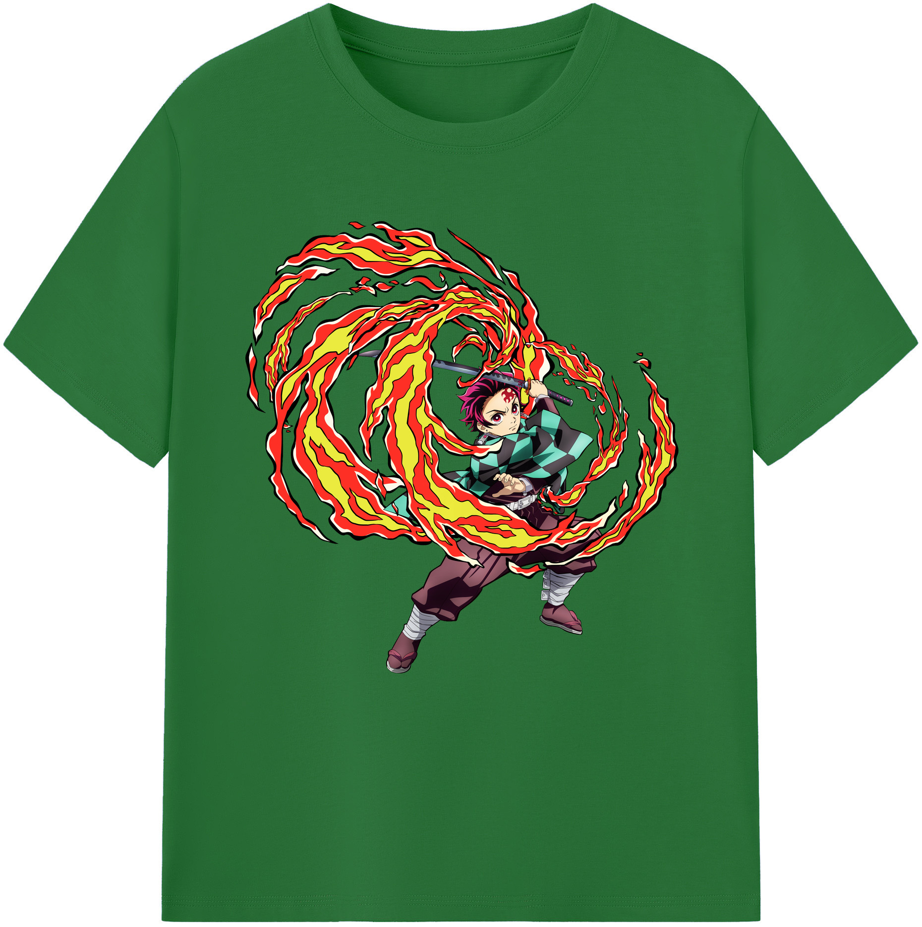 （画像用） 鬼滅の刃 竈門 炭治郎／かまど たんじろう Kamado Tanjirou 綿100％半袖Tシャツ（フロントプリント）