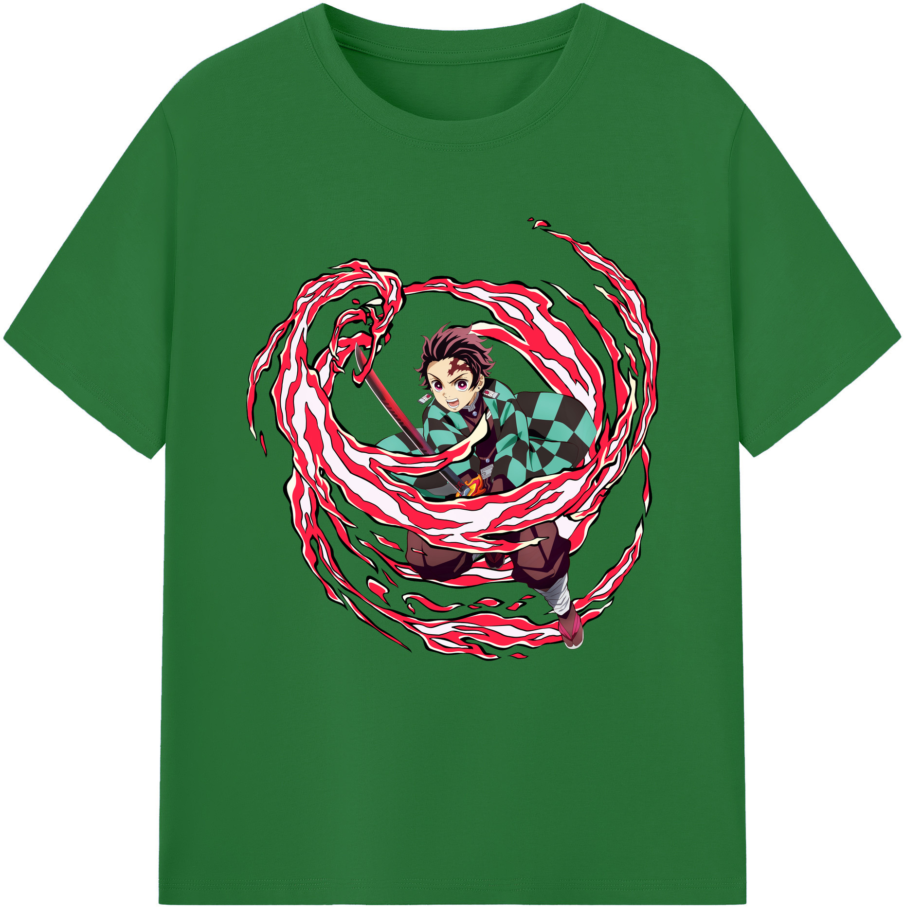 （画像用） 鬼滅の刃 竈門 炭治郎／かまど たんじろう Kamado Tanjirou 綿100％半袖Tシャツ（フロントプリント）