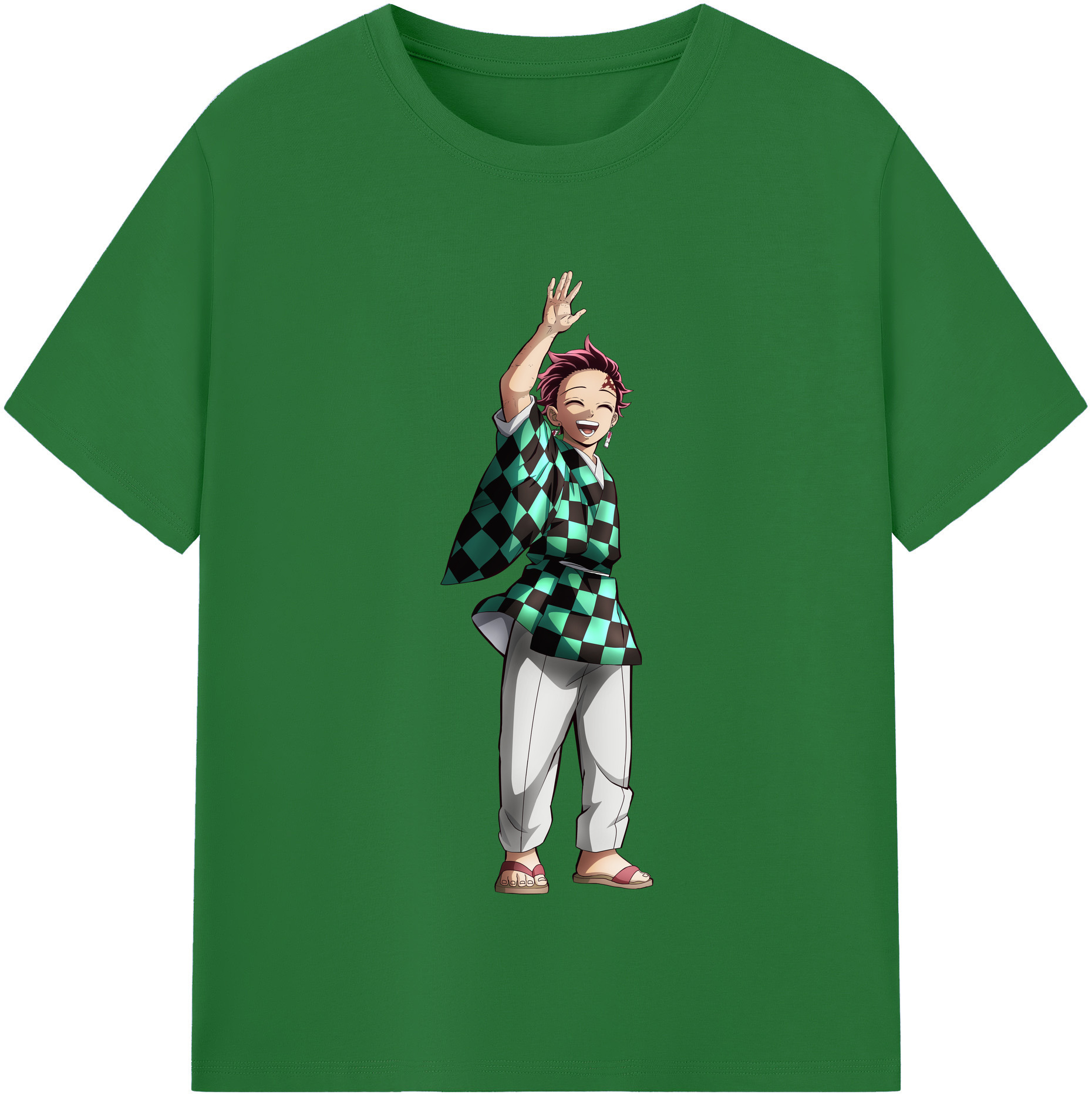 （画像用） 鬼滅の刃 竈門 炭治郎／かまど たんじろう Kamado Tanjirou 綿100％半袖Tシャツ（フロントプリント）