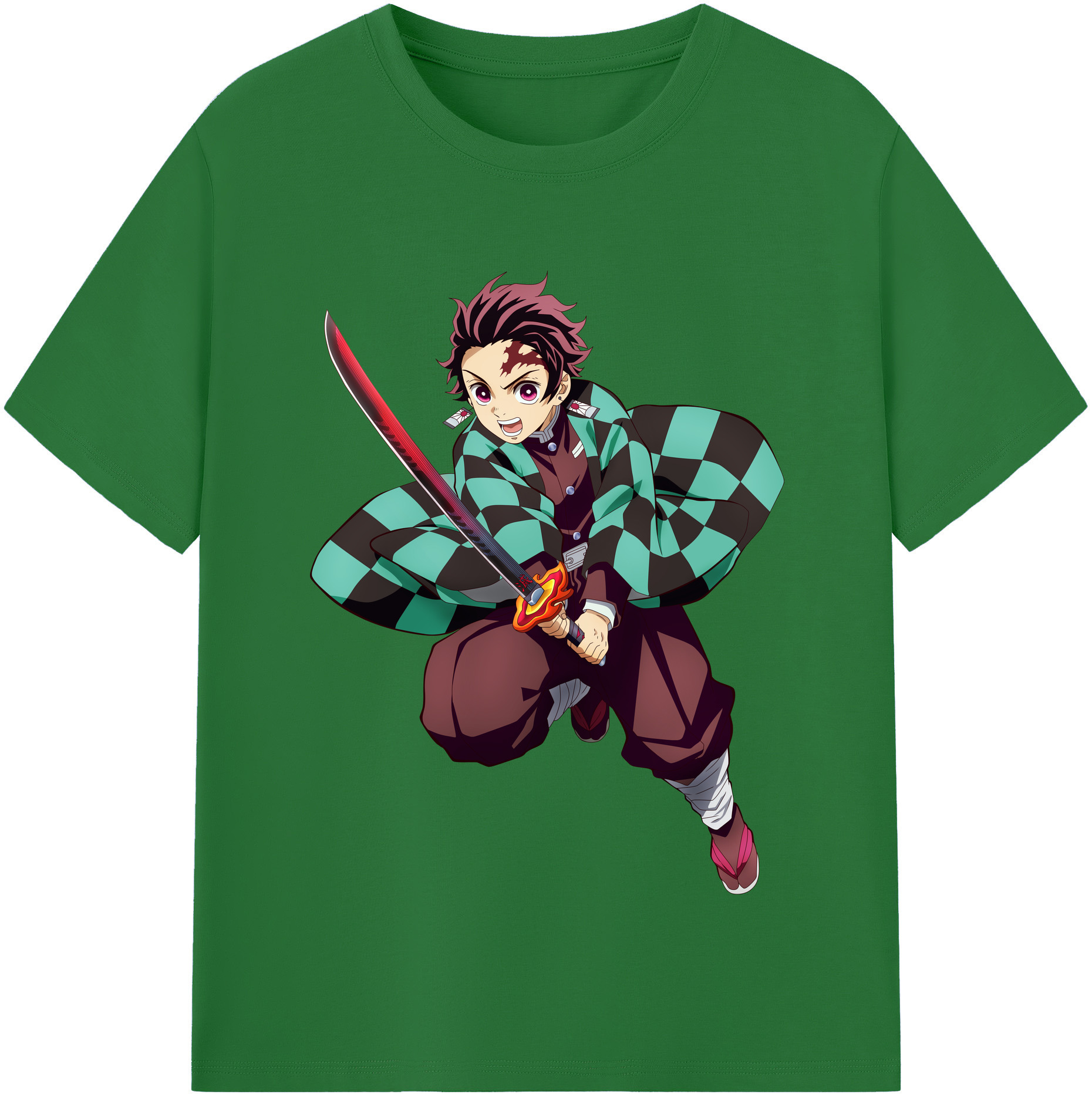 （画像用） 鬼滅の刃 竈門 炭治郎／かまど たんじろう Kamado Tanjirou 綿100％半袖Tシャツ（フロントプリント）