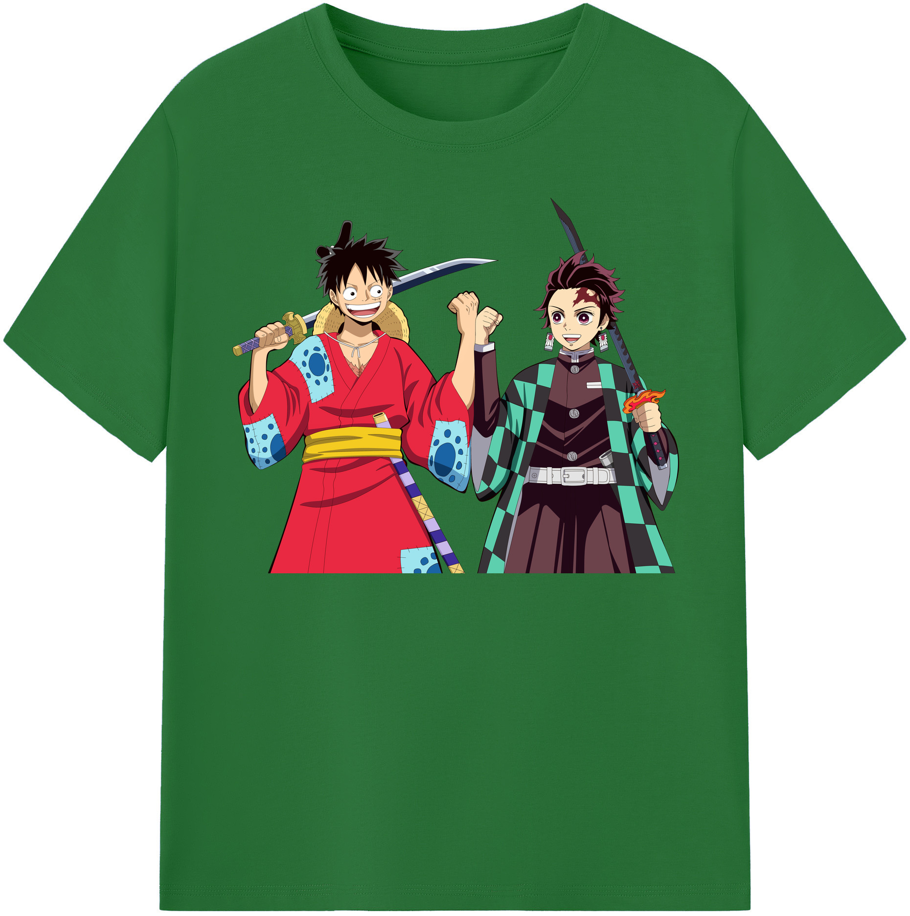 （画像用） 鬼滅の刃 竈門 炭治郎／かまど たんじろう Kamado Tanjirou 綿100％半袖Tシャツ（フロントプリント）