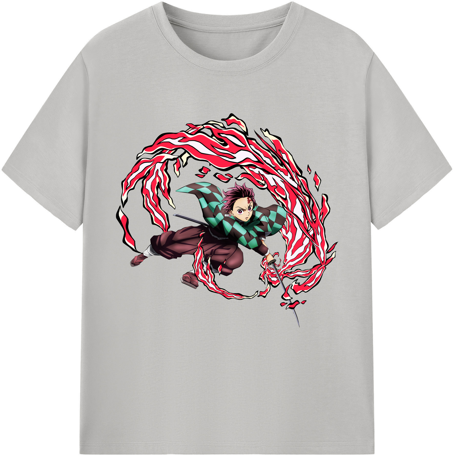 （画像用） 鬼滅の刃 竈門 炭治郎／かまど たんじろう Kamado Tanjirou 綿100％半袖Tシャツ（フロントプリント）