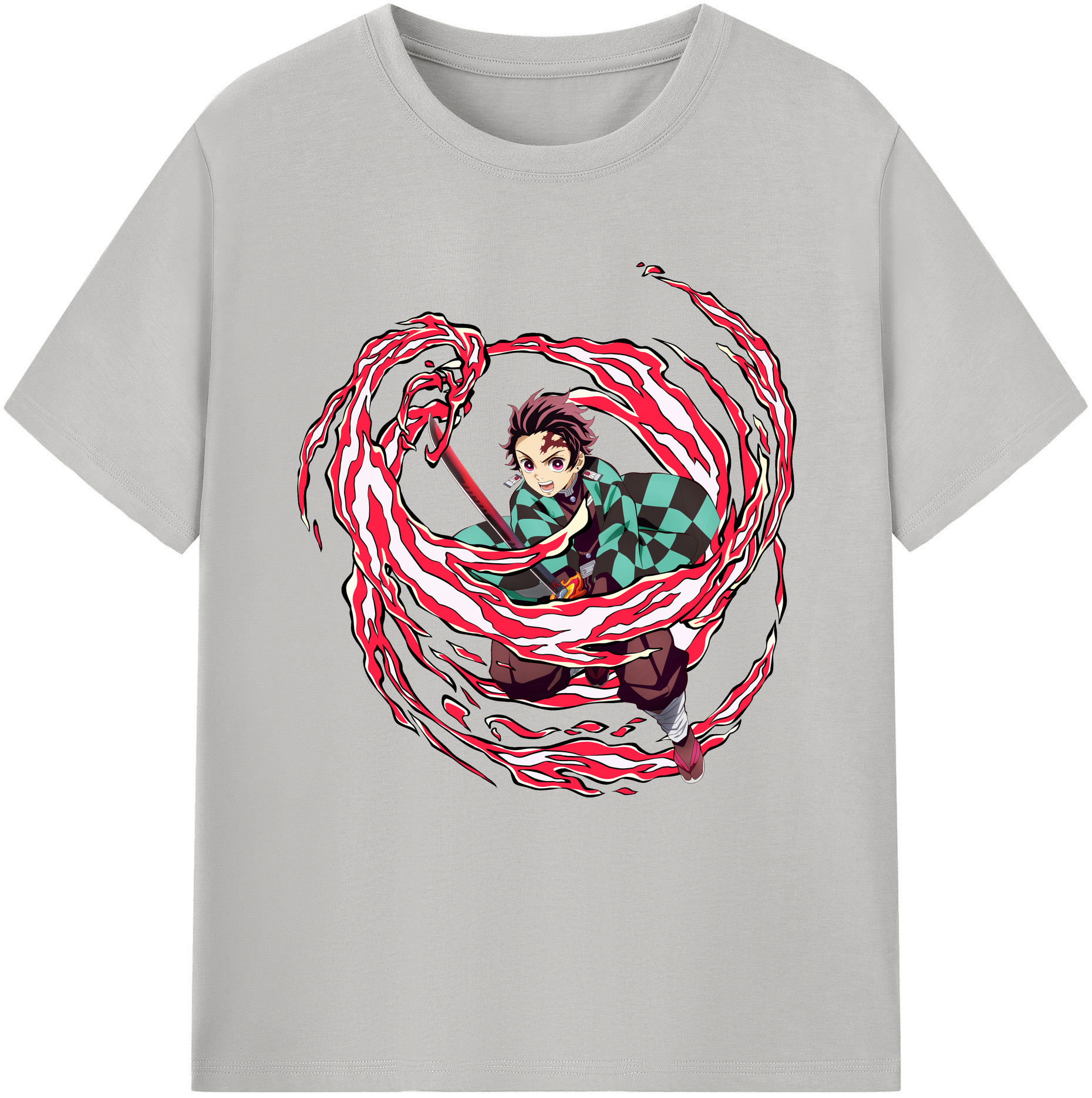 （画像用） 鬼滅の刃 竈門 炭治郎／かまど たんじろう Kamado Tanjirou 綿100％半袖Tシャツ（フロントプリント）