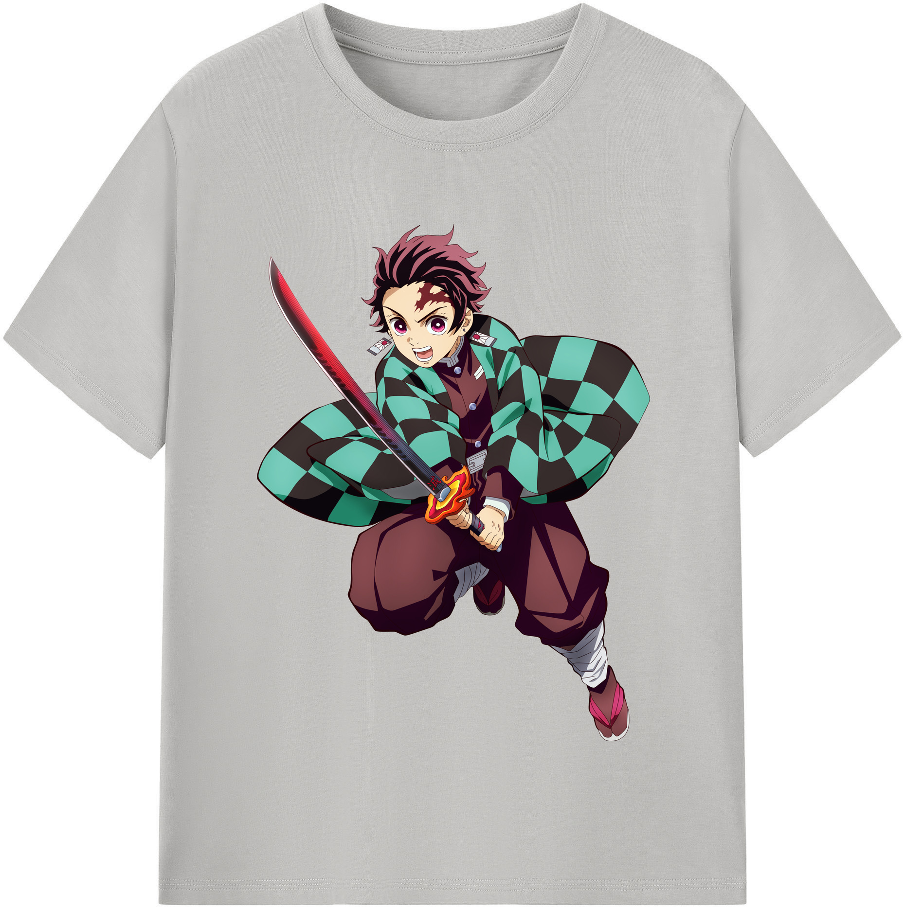 （画像用） 鬼滅の刃 竈門 炭治郎／かまど たんじろう Kamado Tanjirou 綿100％半袖Tシャツ（フロントプリント）