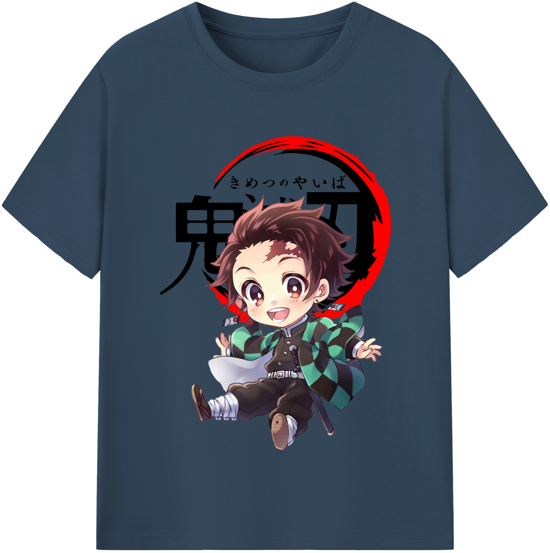 （画像用） 鬼滅の刃 竈門 炭治郎／かまど たんじろう Kamado Tanjirou 綿100％半袖Tシャツ（フロントプリント）