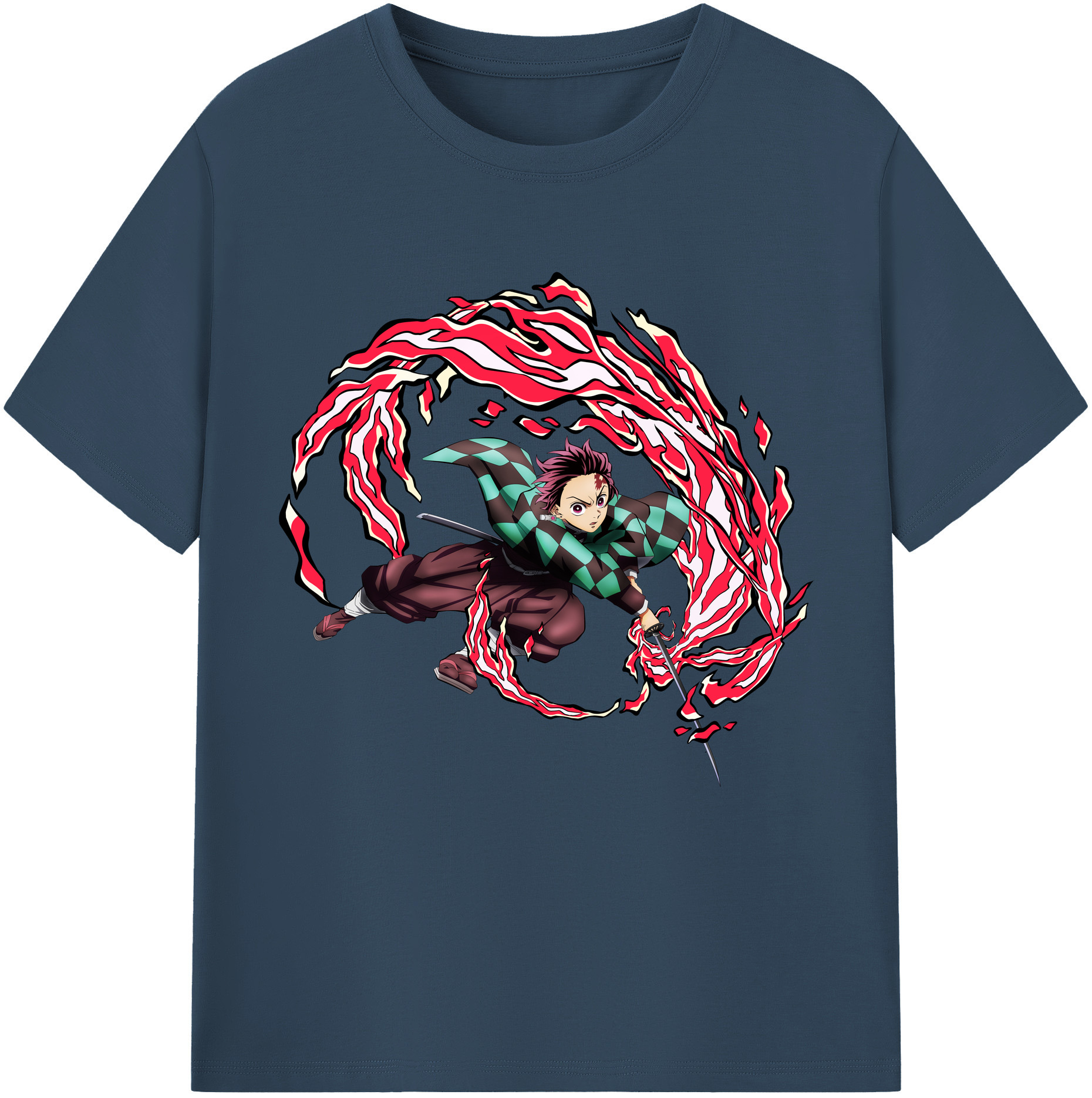 （画像用） 鬼滅の刃 竈門 炭治郎／かまど たんじろう Kamado Tanjirou 綿100％半袖Tシャツ（フロントプリント）