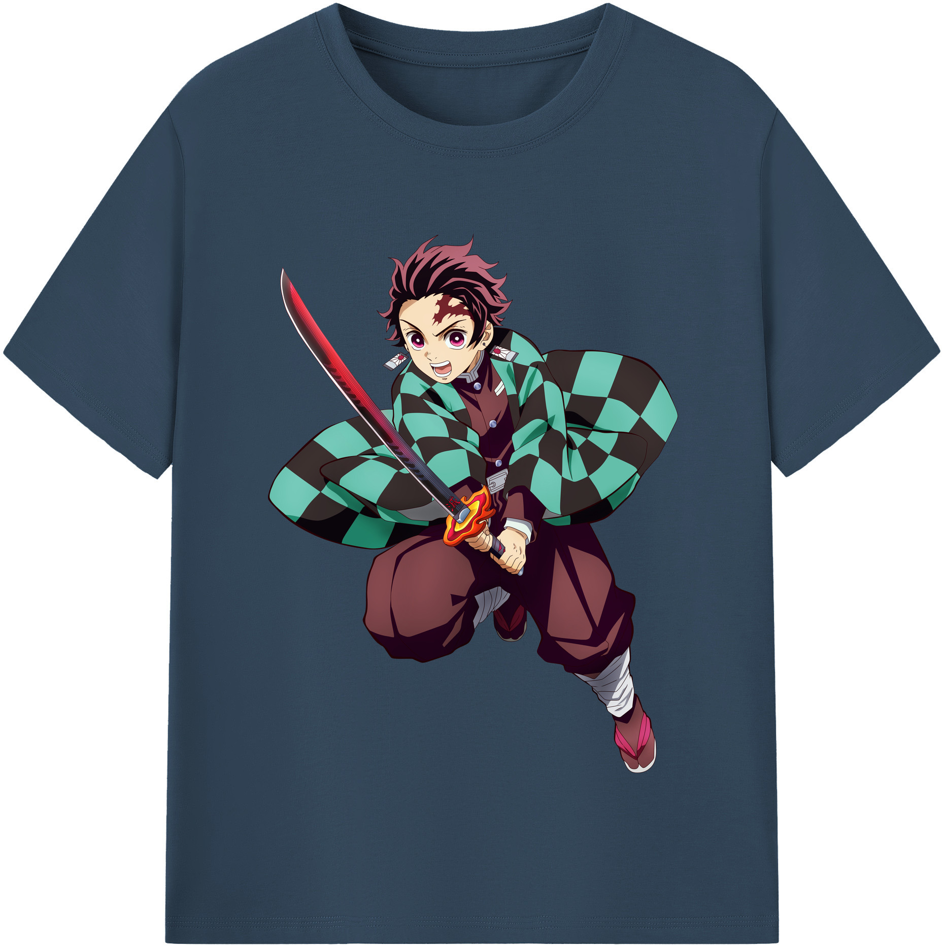 （画像用） 鬼滅の刃 竈門 炭治郎／かまど たんじろう Kamado Tanjirou 綿100％半袖Tシャツ（フロントプリント）