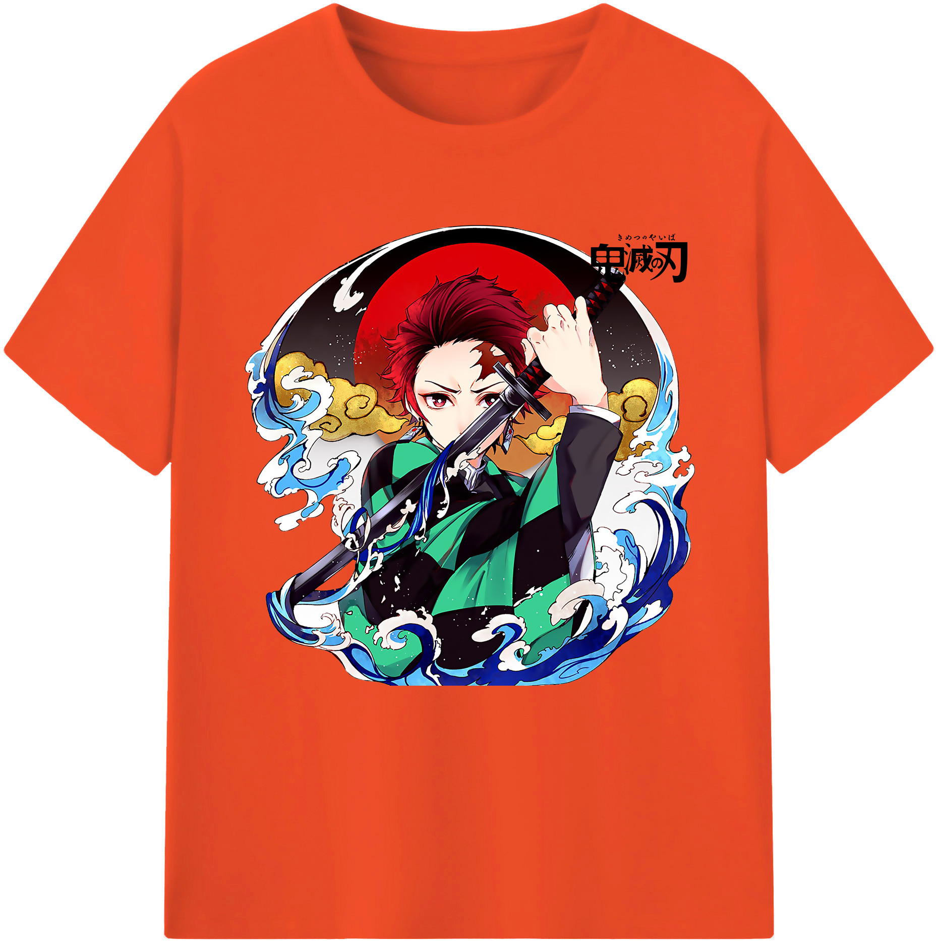 （画像用） 鬼滅の刃 竈門 炭治郎／かまど たんじろう Kamado Tanjirou 綿100％半袖Tシャツ（フロントプリント）